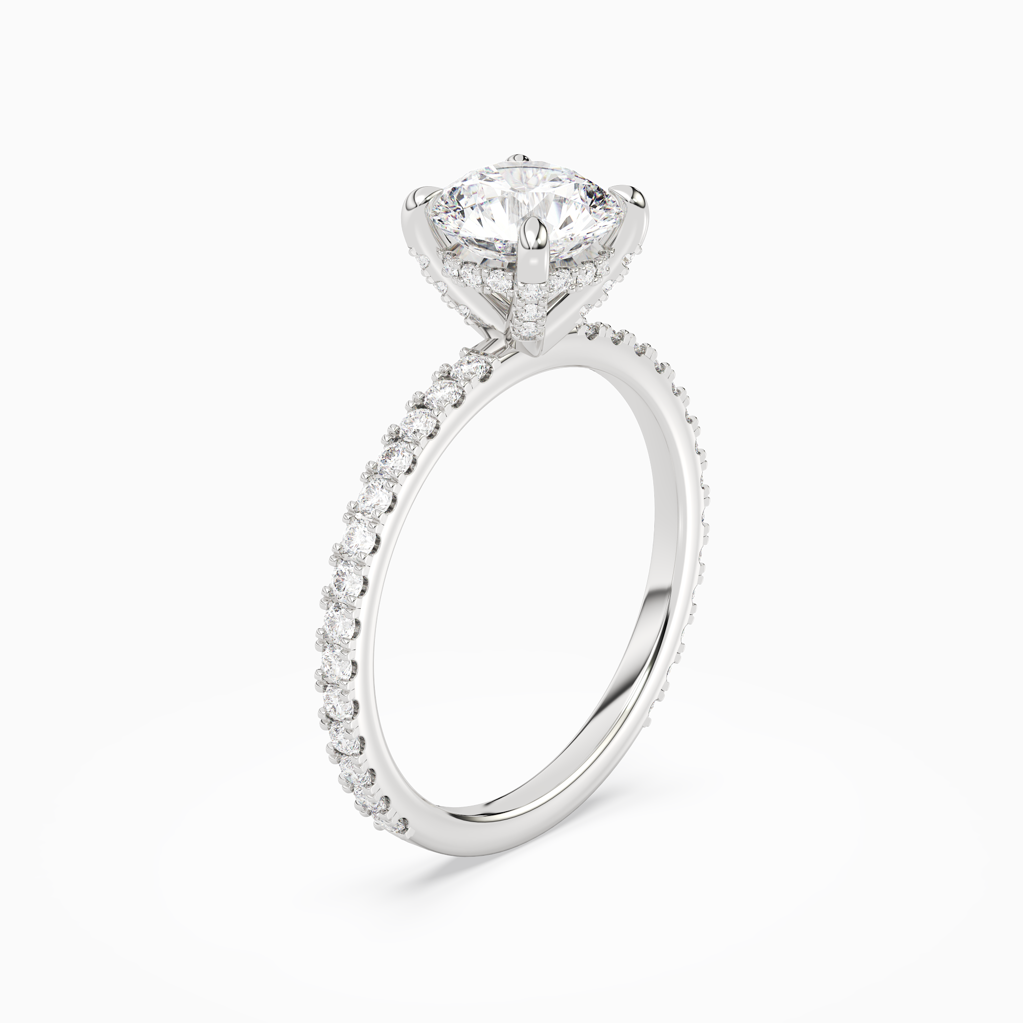 Round Hidden Halo Accent Luxe Pavé in Platinum angled