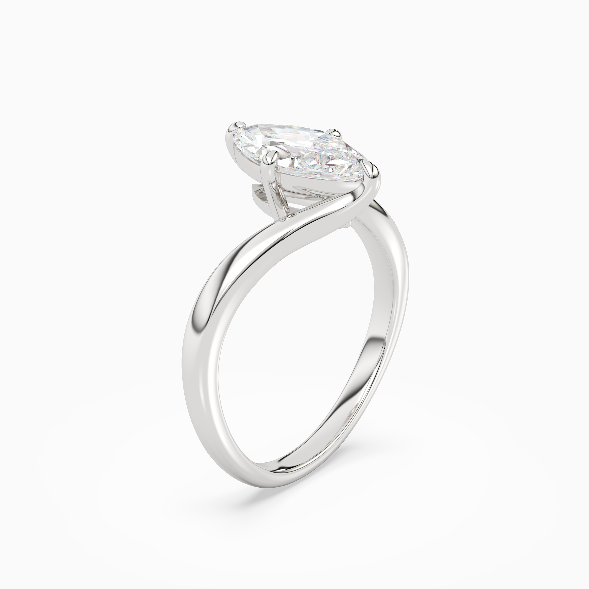 Marquise Open Bypass Solitaire in 18K White Gold angled