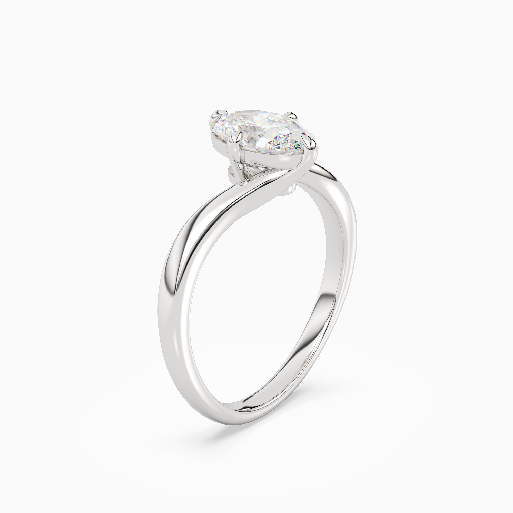 Oval Open Bypass Solitaire in Platinum angled