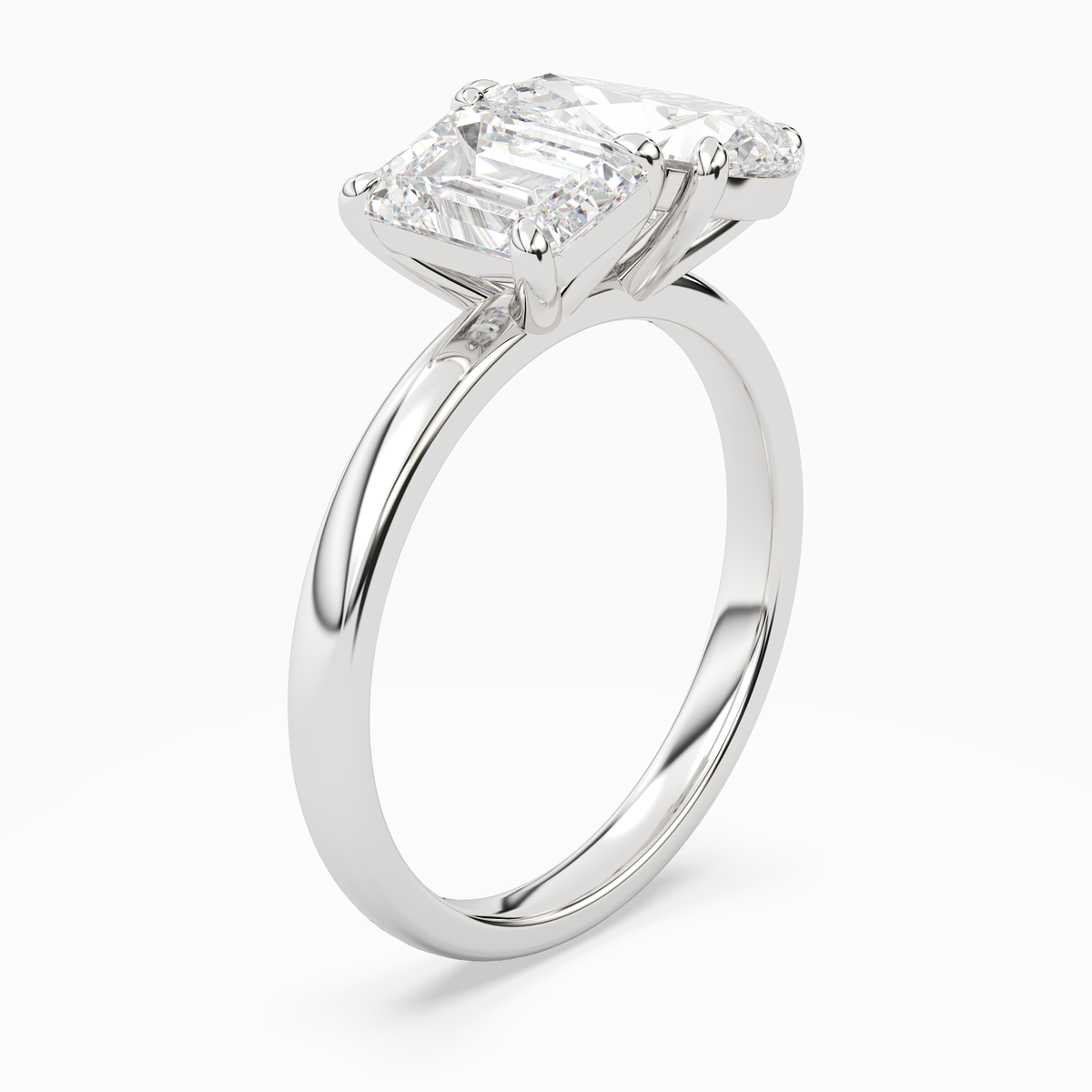 Emerald & Pear Clean Toi Et Moi in 18K White Gold angled