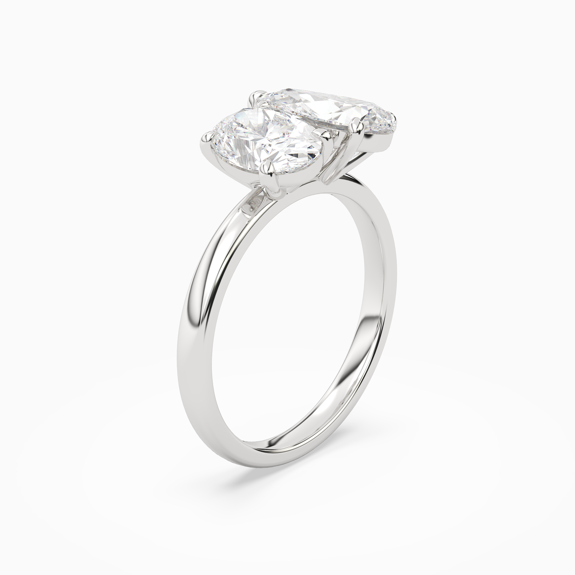 Oval & Pear Clean Toi Et Moi in Platinum angled