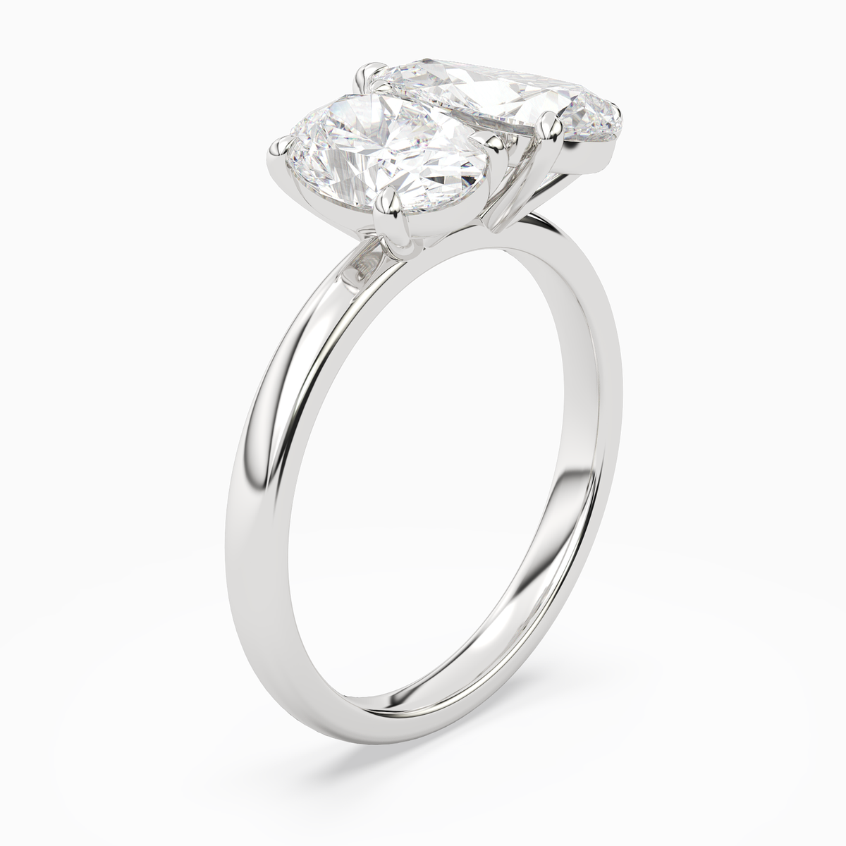 Oval & Pear Clean Toi Et Moi in Platinum angled
