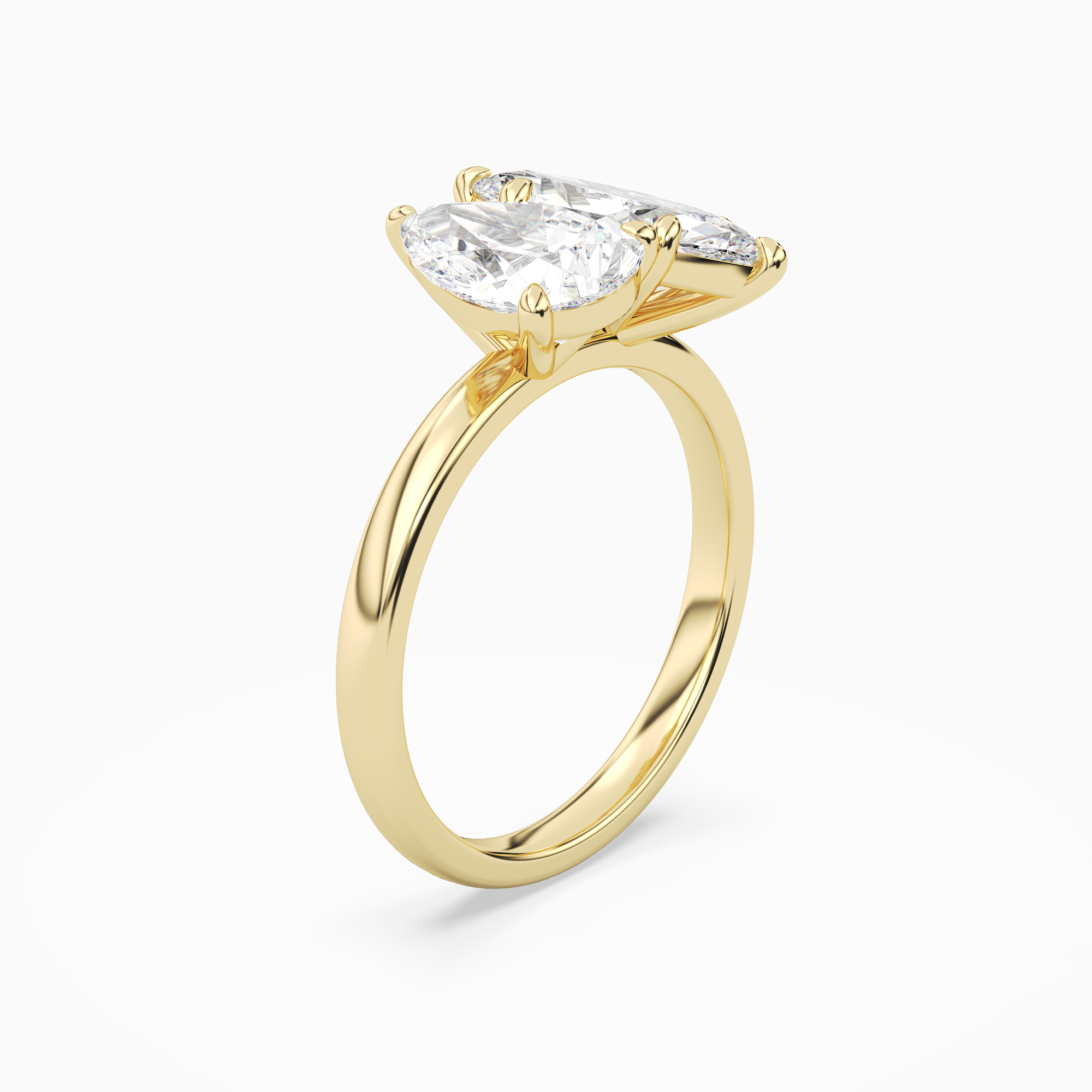 Pear & Marquise Clean Toi Et Moi in 14K Yellow Gold angled