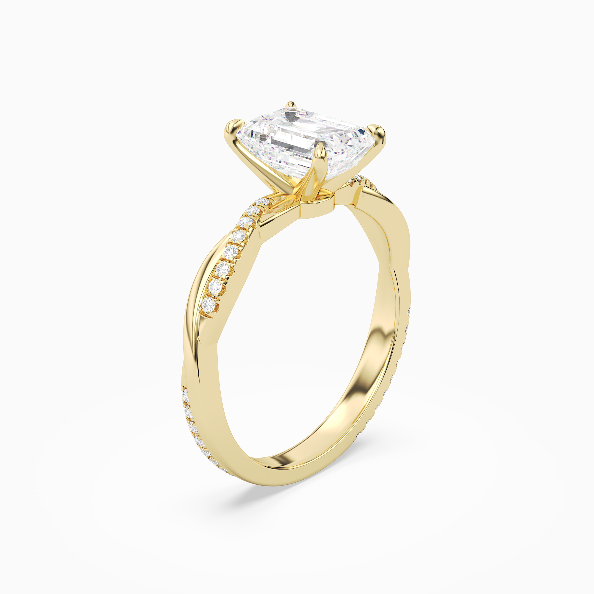 Emerald Twisted Vine Accented in 14K Yellow Gold angled