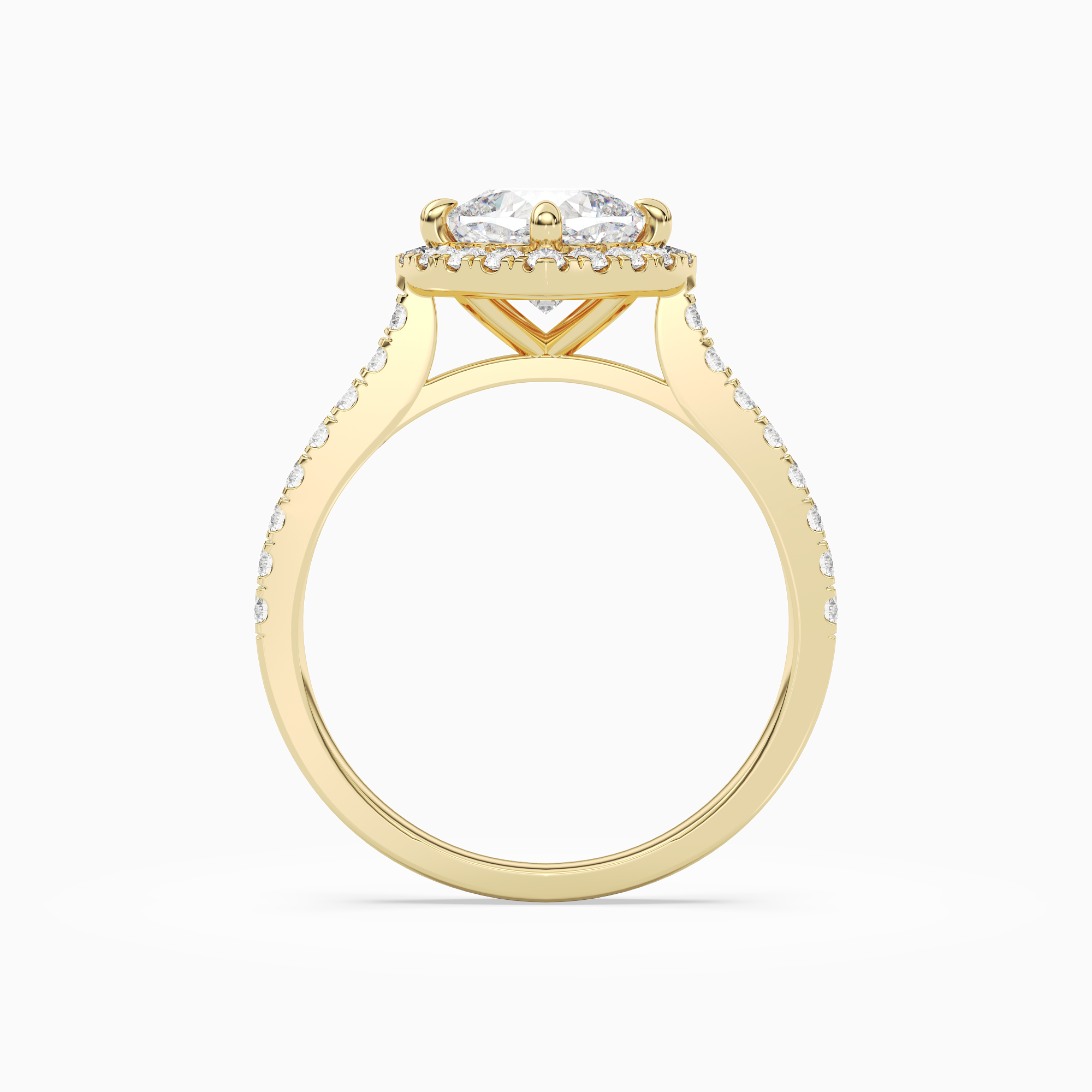 Cushion Kite Halo Baseline in 14K Yellow Gold side profile