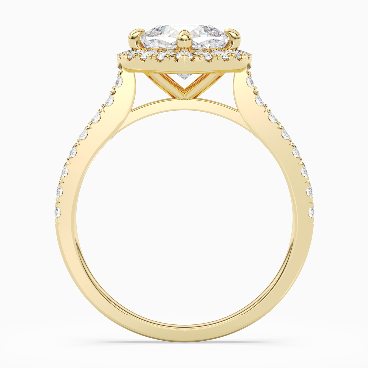 Cushion Kite Halo Baseline in 14K Yellow Gold side profile