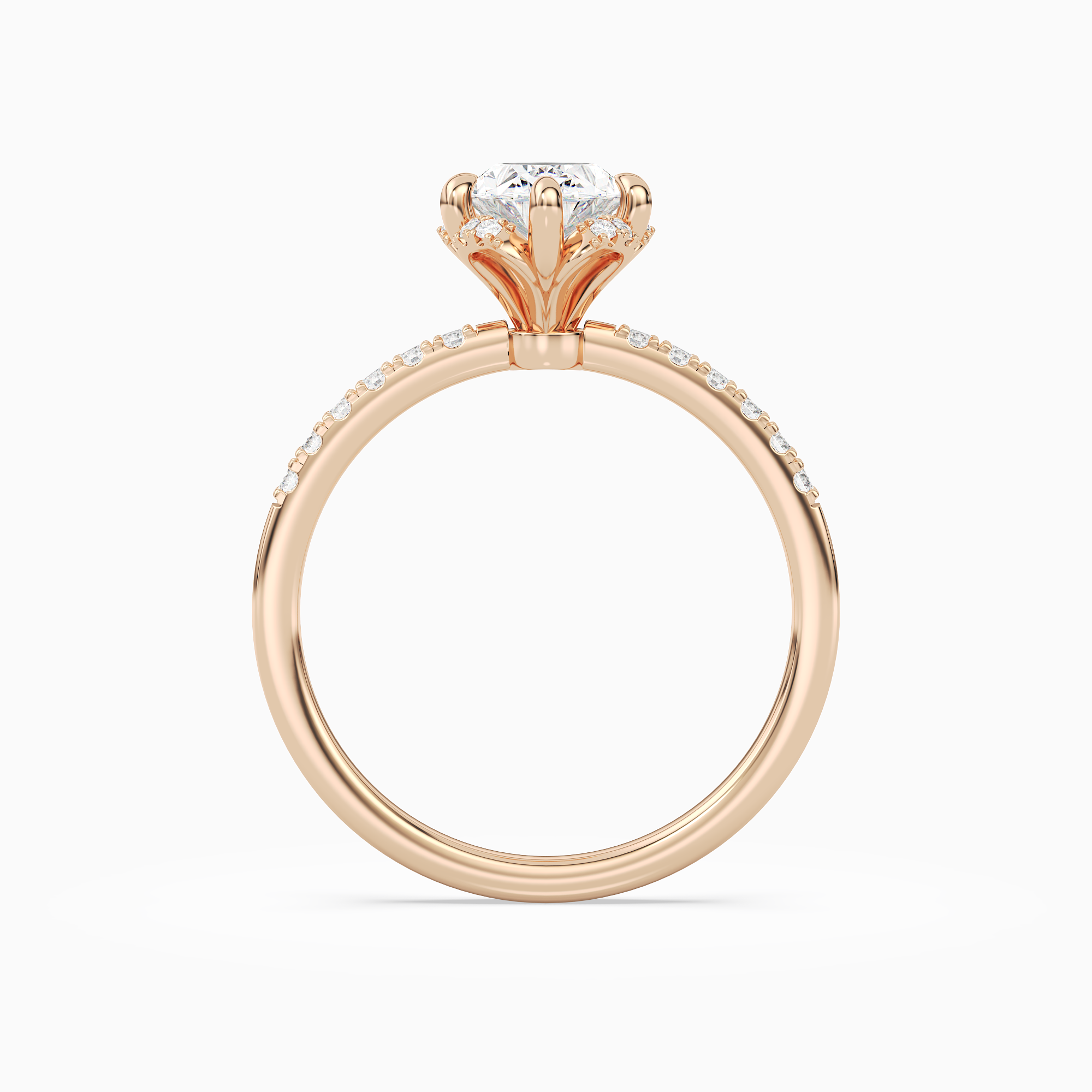 Oval Crown Halo Pavé in 14K Rose Gold side profile