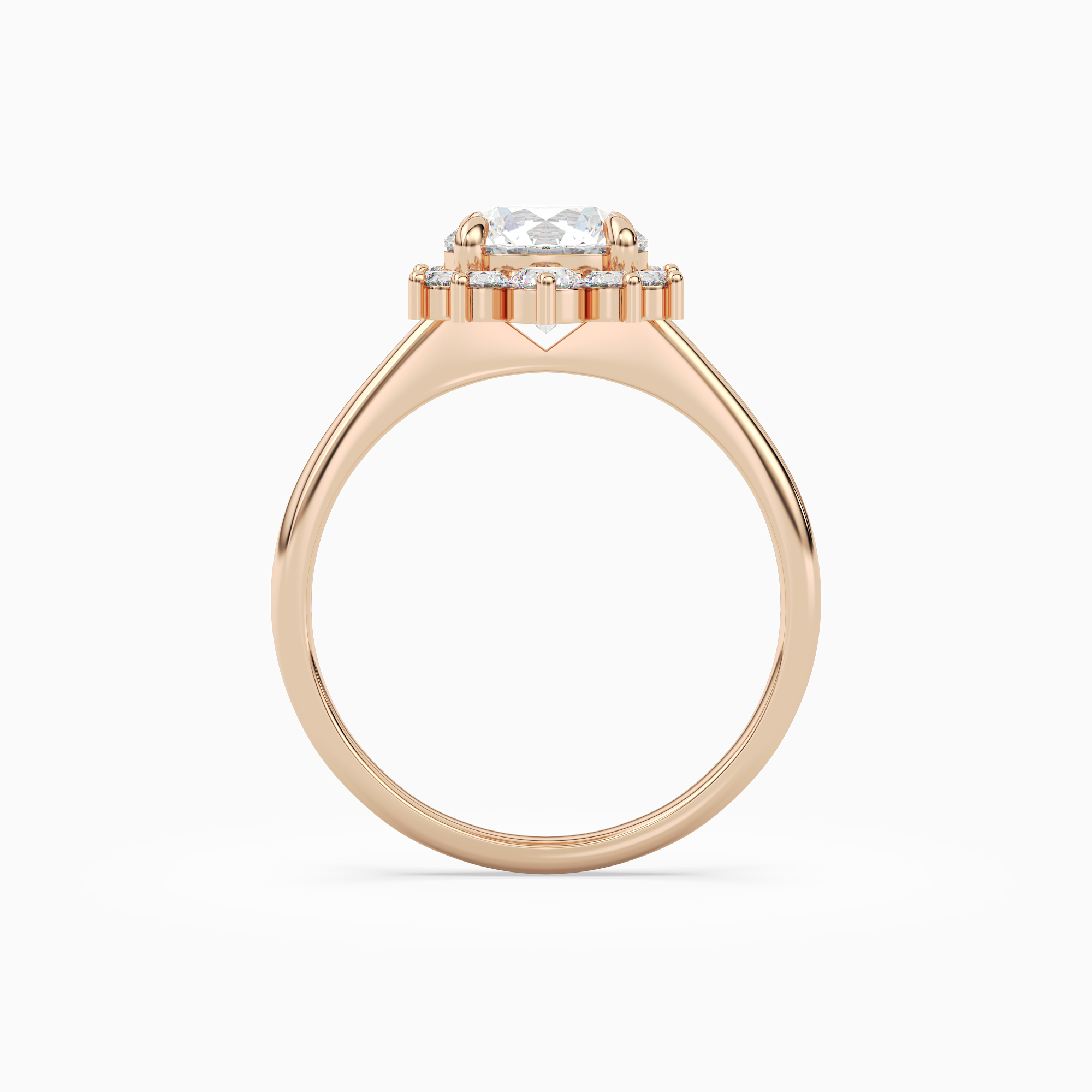 Round Floral Cluster Halo in 14K Rose Gold side profile