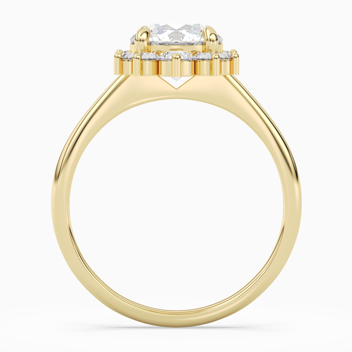 Round Floral Cluster Halo in 14K Yellow Gold side profile