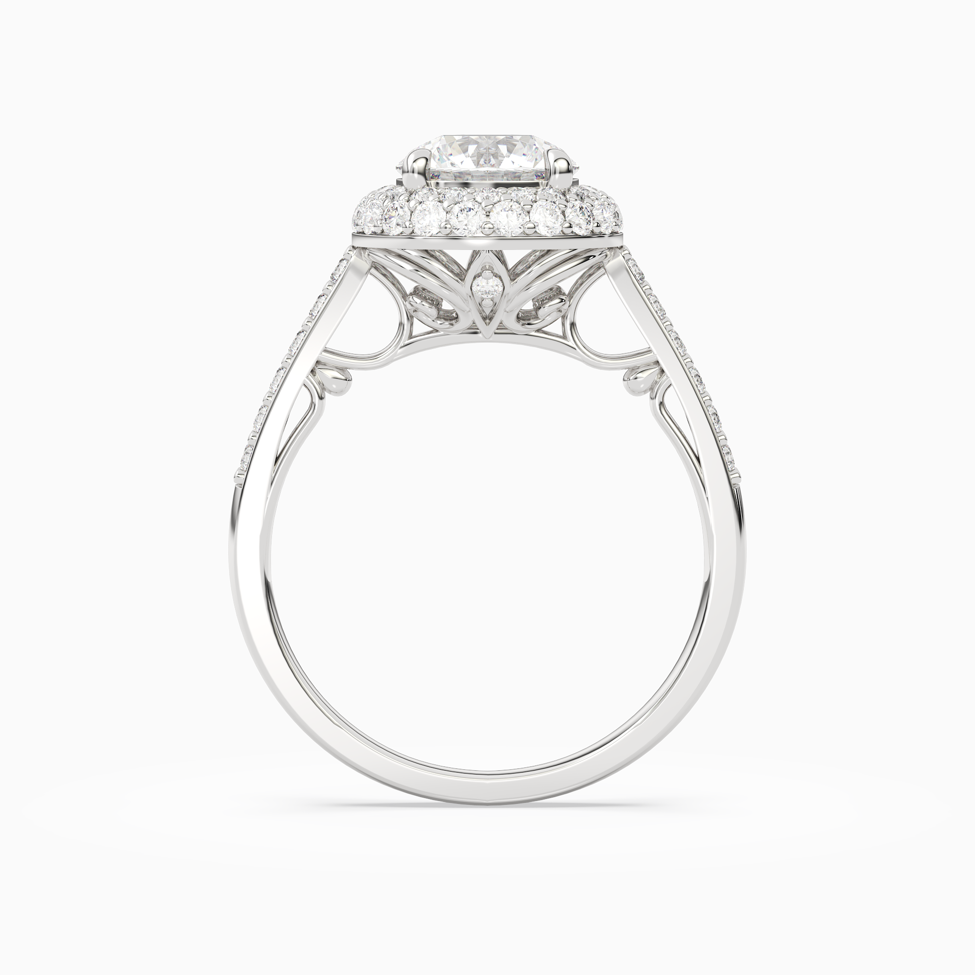 Round Regal Halo Pavé in 14K White Gold side profile