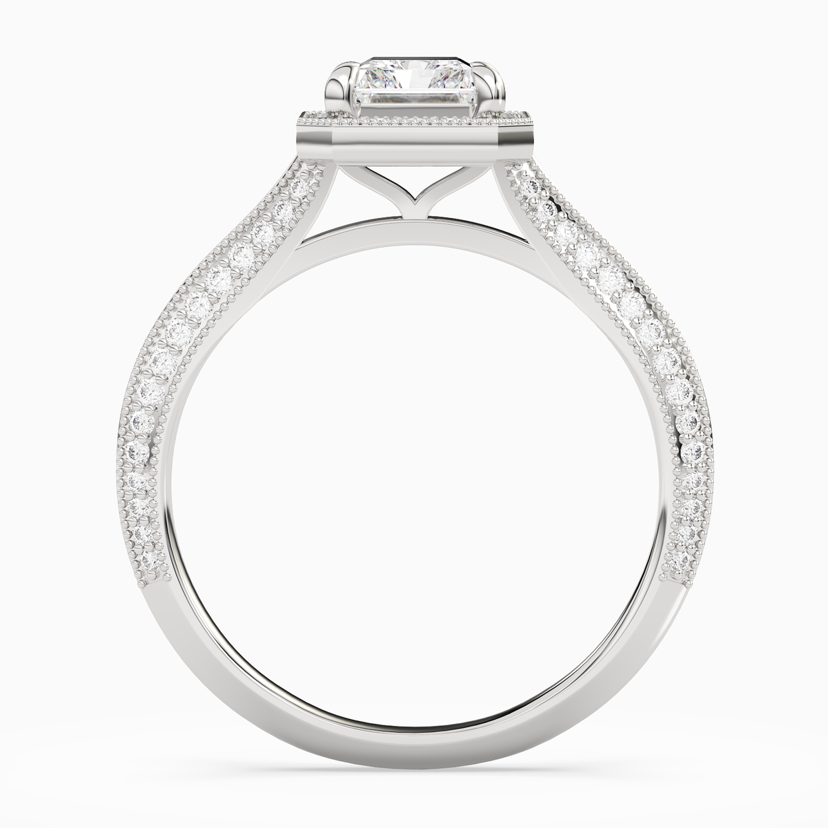 Radiant Octagon Halo in 14K White Gold side profile