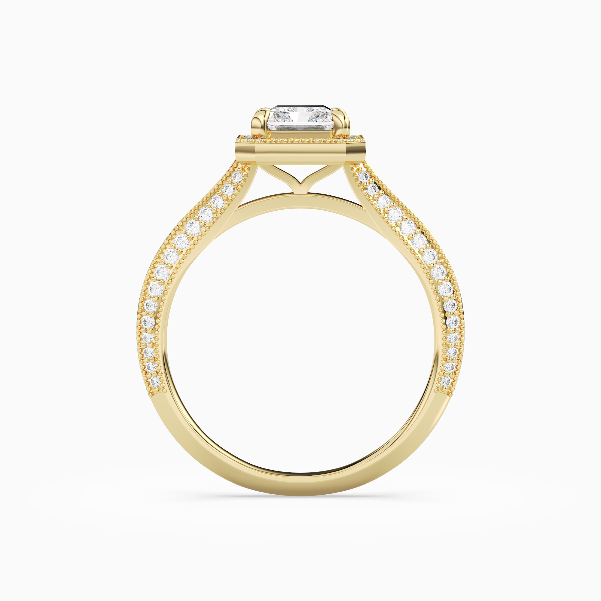 Radiant Octagon Halo in 18K Yellow Gold side profile