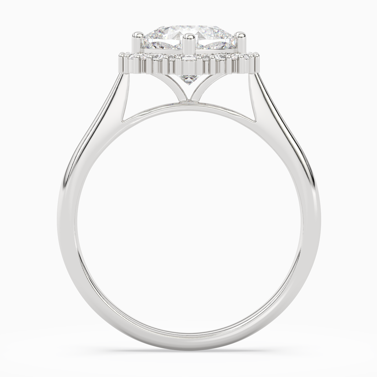 Cushion Cluster Halo in 18K White Gold side profile