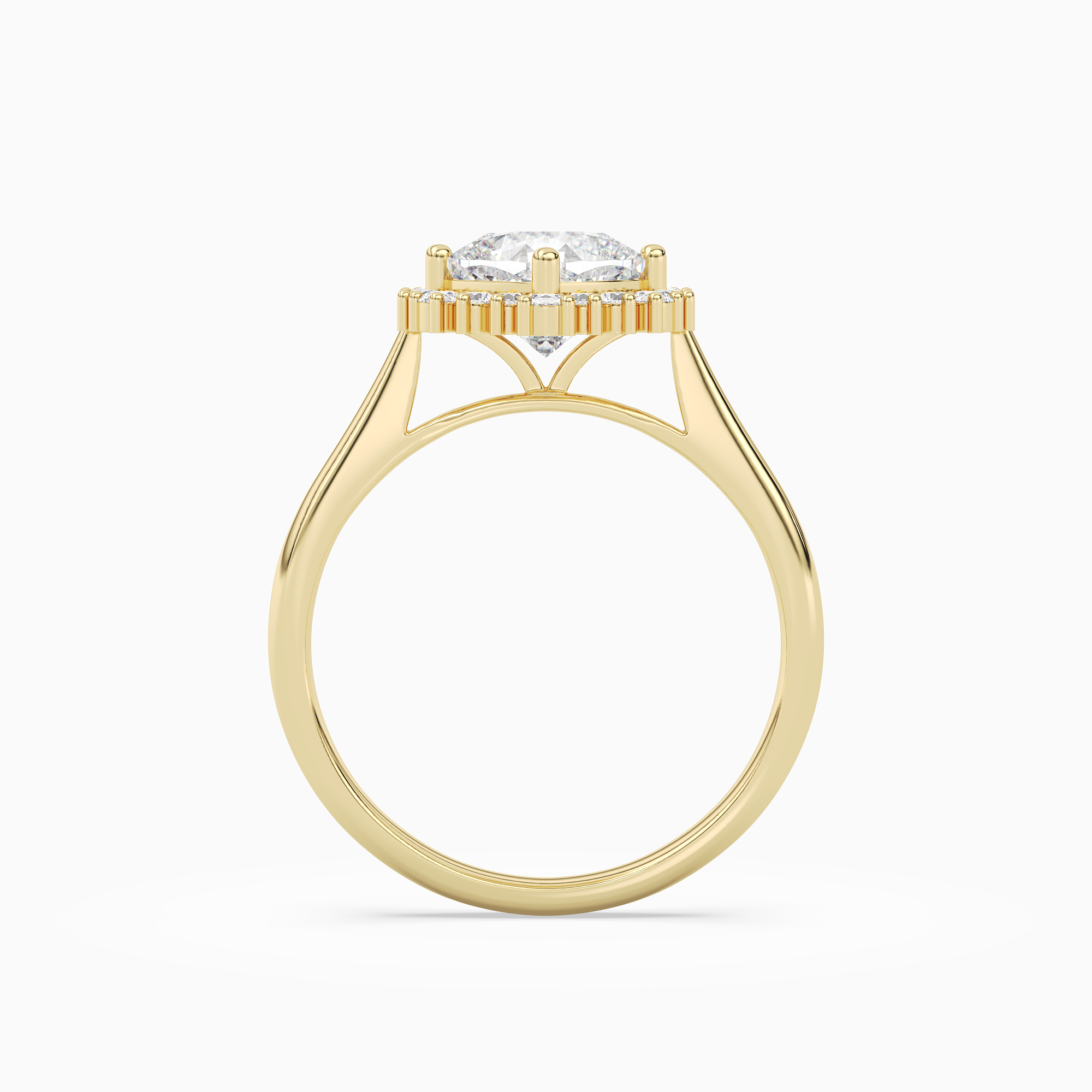 Cushion Cluster Halo in 18K Yellow Gold side profile