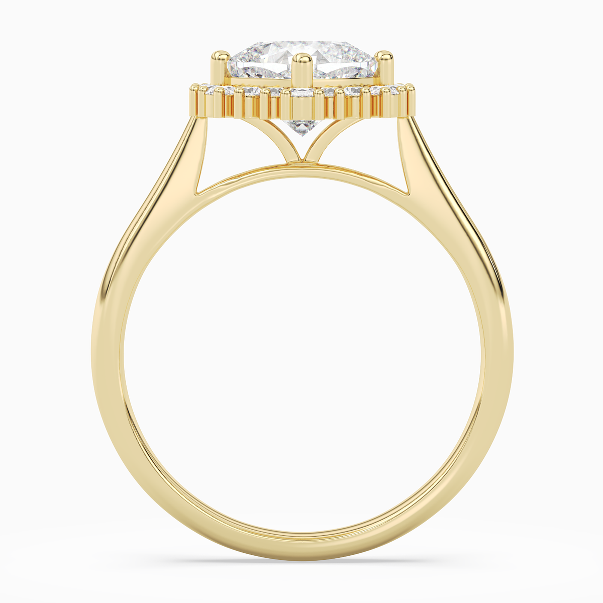 Cushion Cluster Halo in 18K Yellow Gold side profile