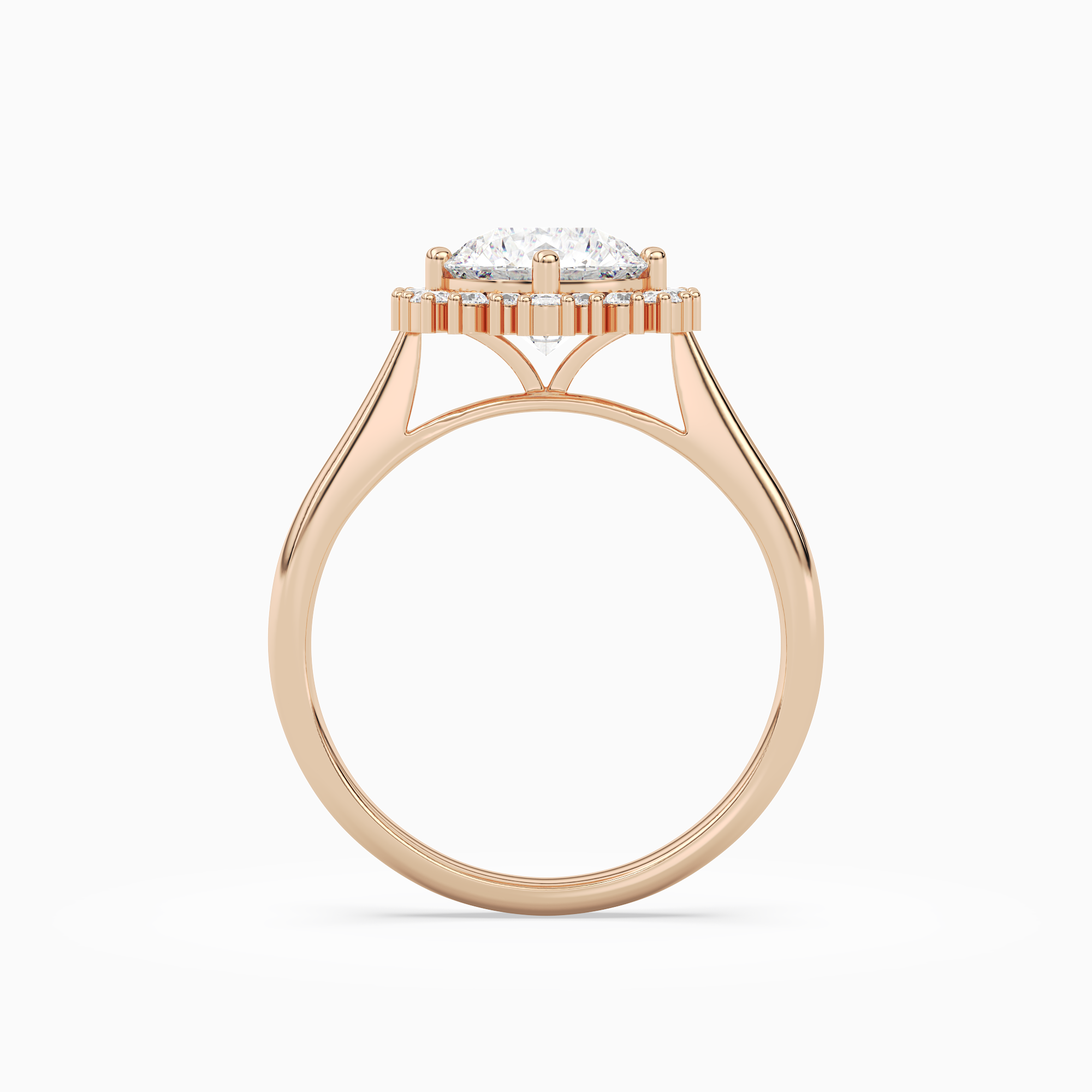 Round Cluster Halo in 14K Rose Gold side profile
