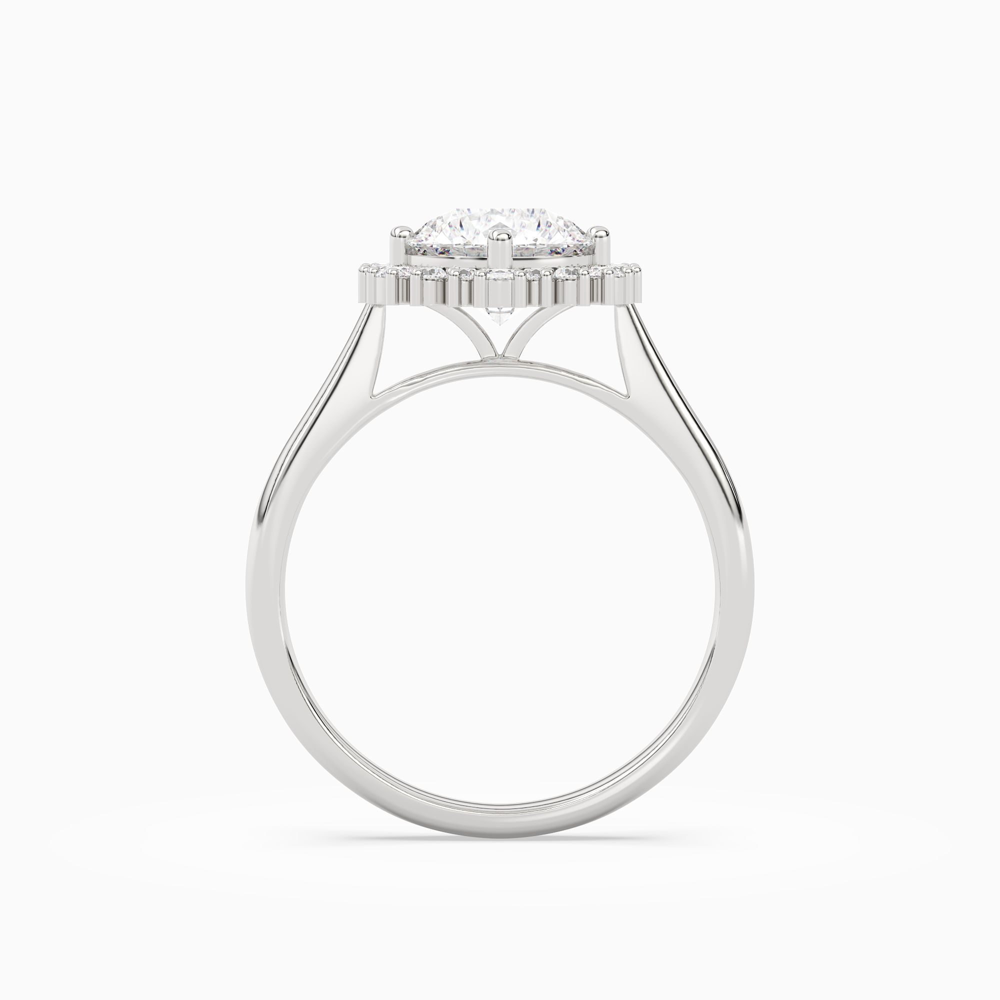 Round Cluster Halo in Platinum side profile