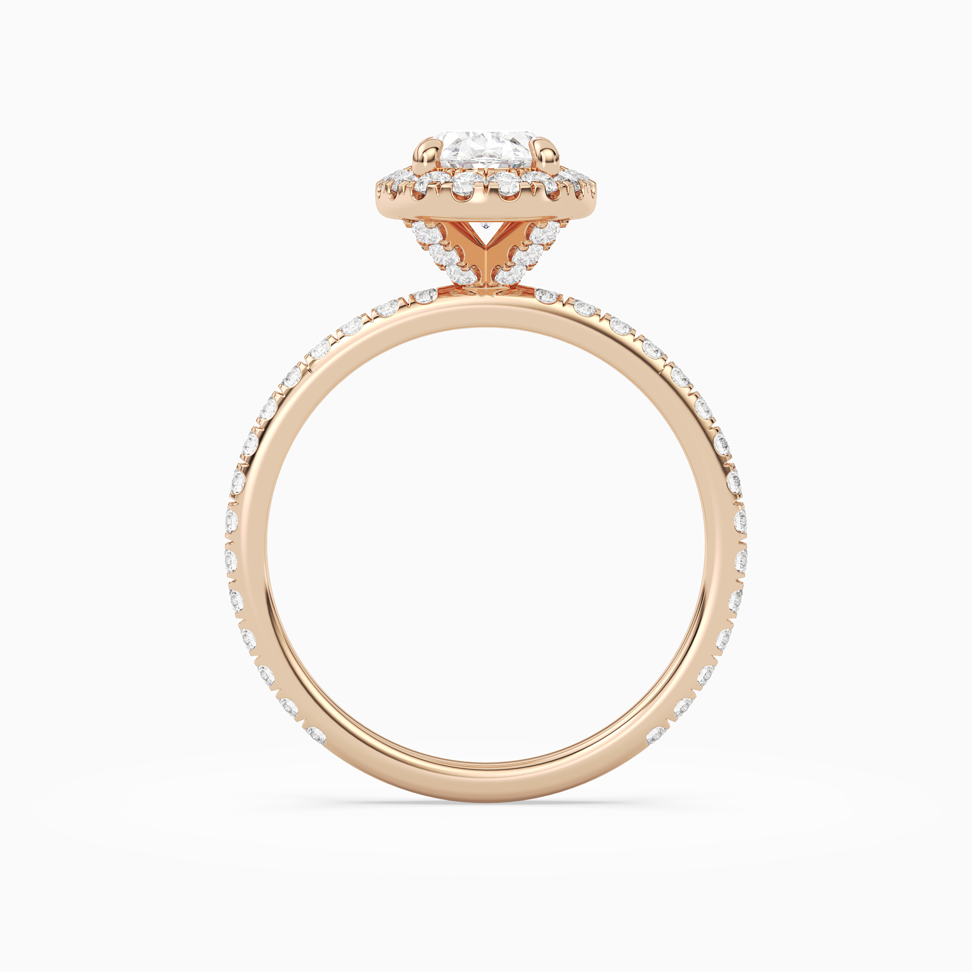 Oval Scalloped Halo Pavé in 14K Rose Gold side profile