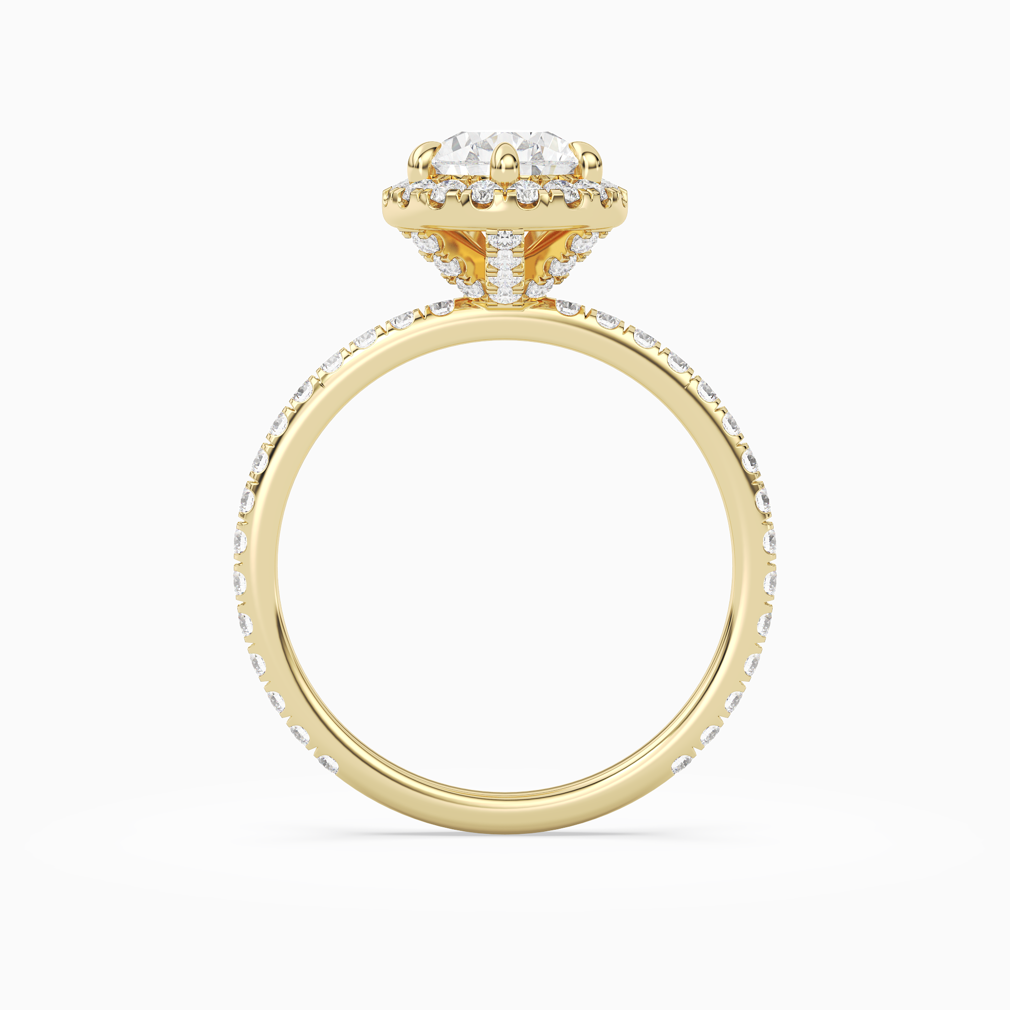 Pear Scalloped Halo Pavé in 18K Yellow Gold side profile