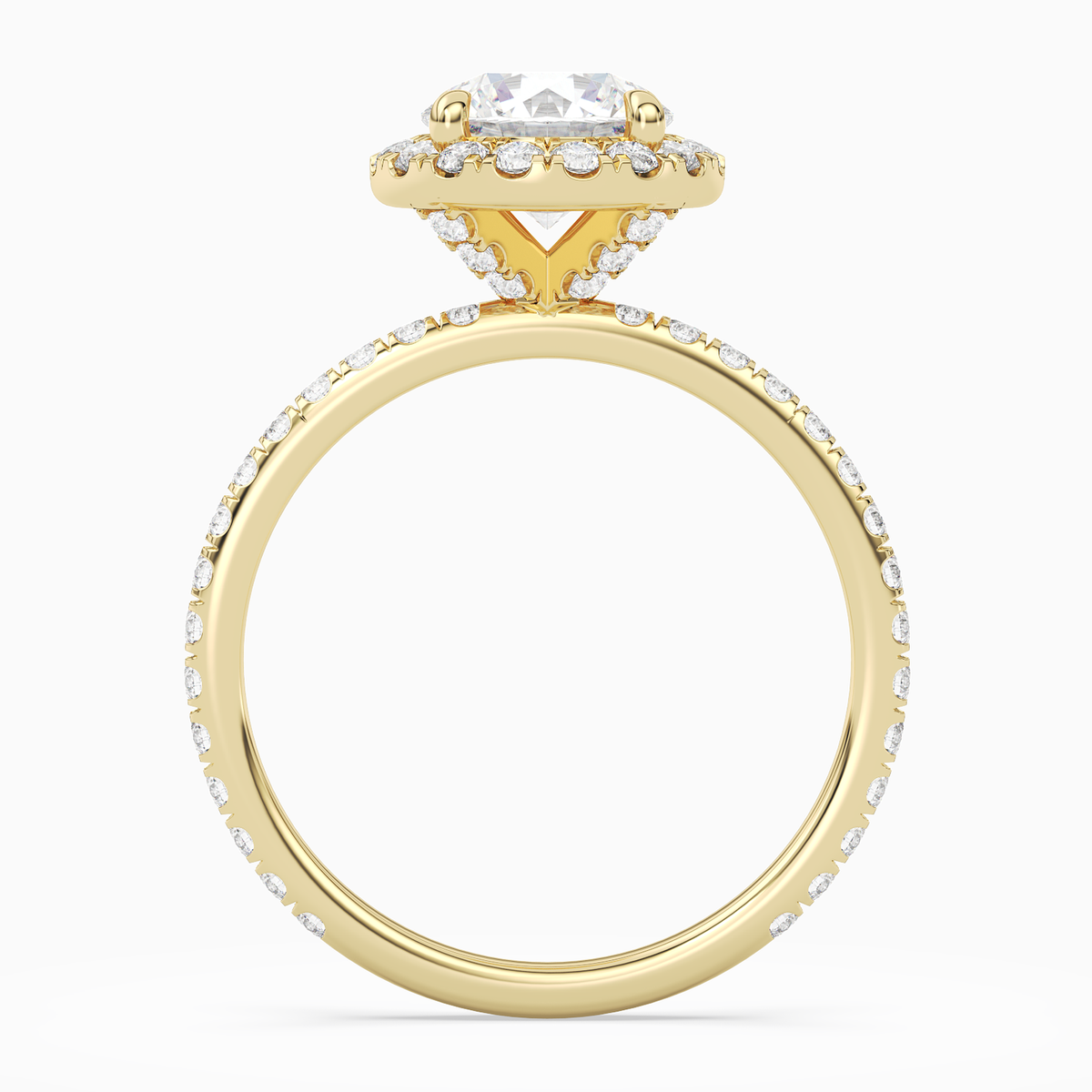 Round Scalloped Halo Pavé in 14K Yellow Gold side profile