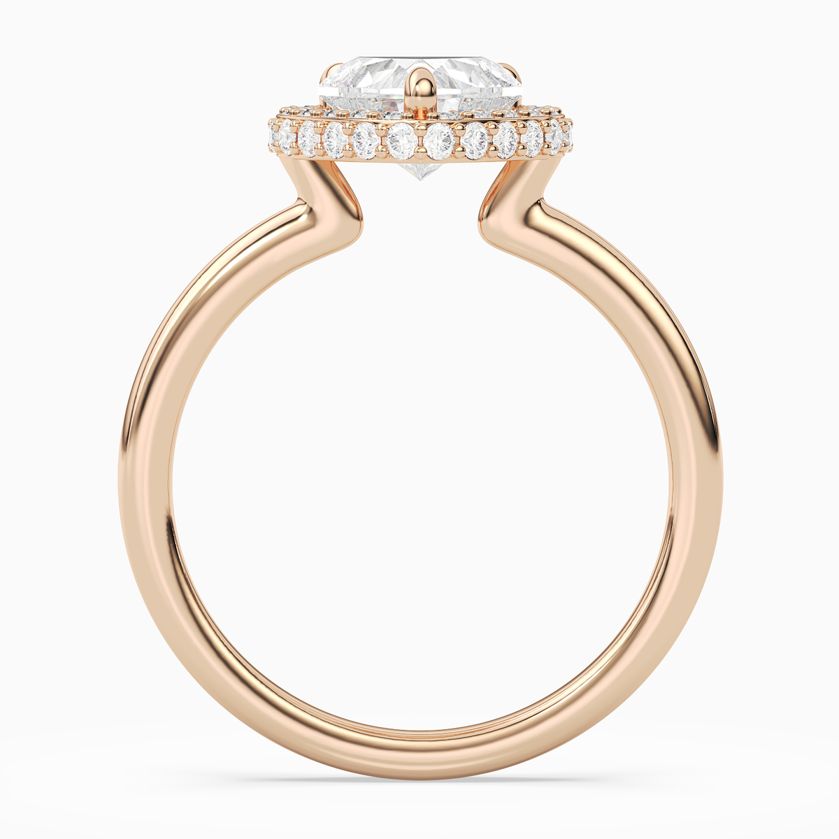 Heart Compact Halo in 14K Rose Gold side profile