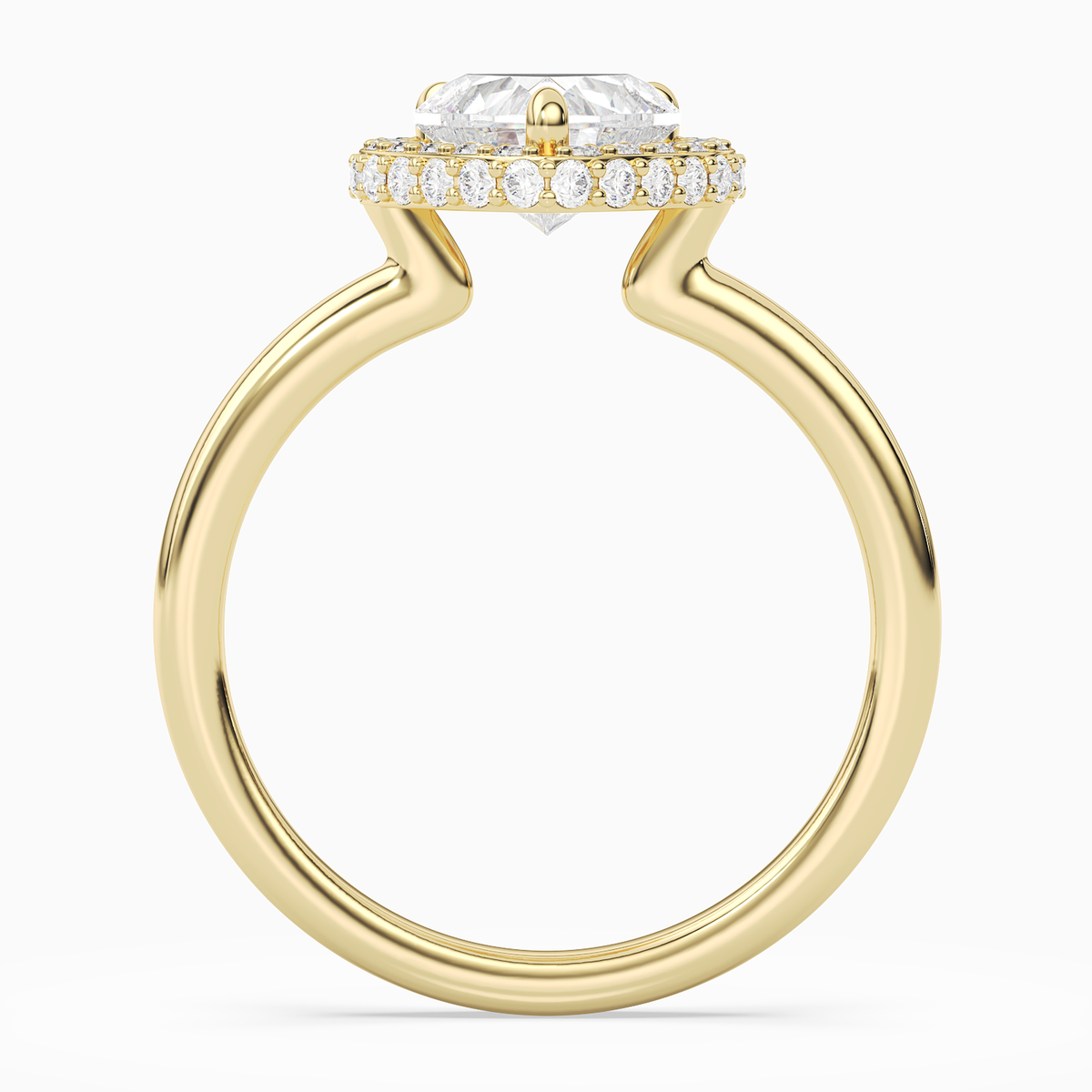 Heart Compact Halo in 18K Yellow Gold side profile