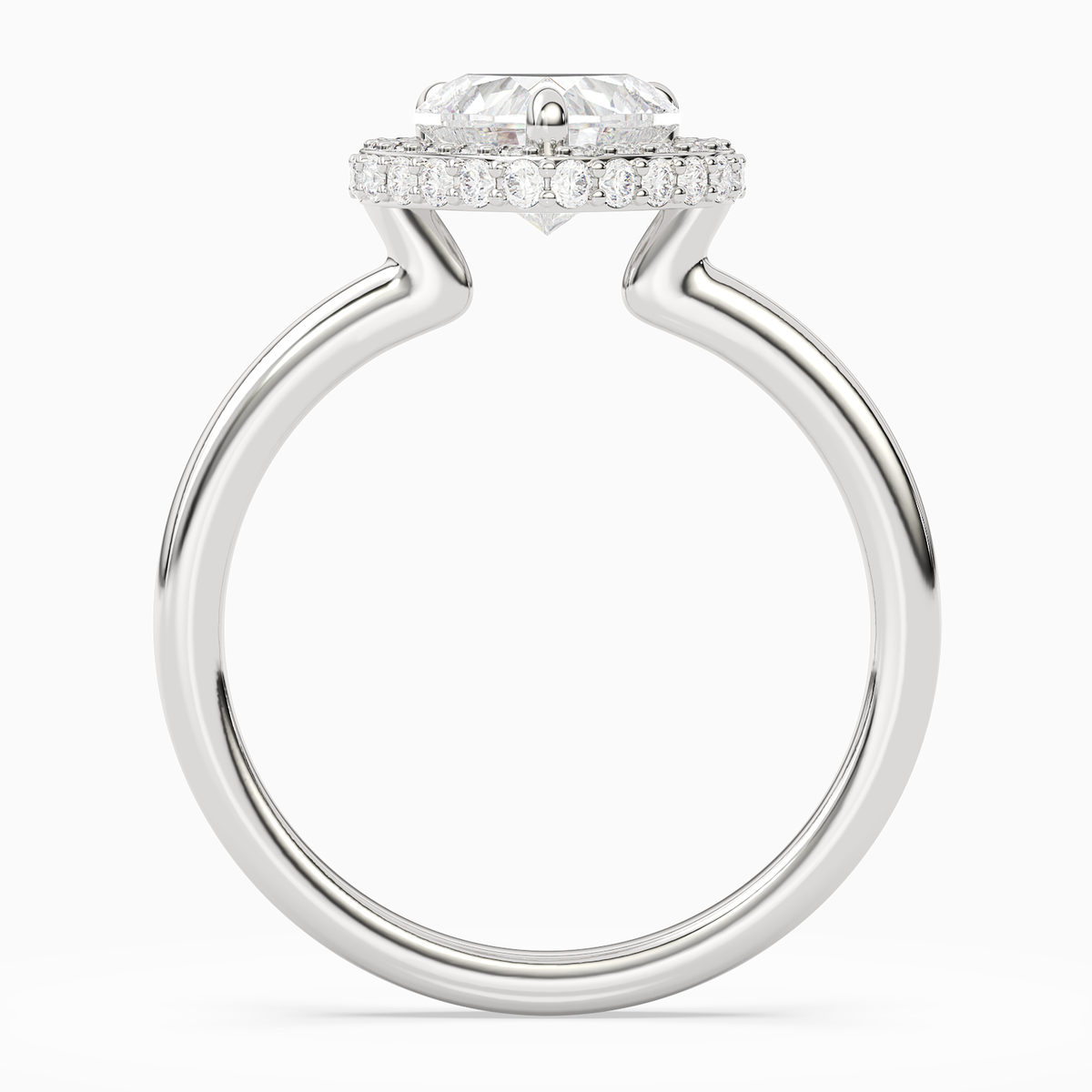 Heart Compact Halo in Platinum side profile