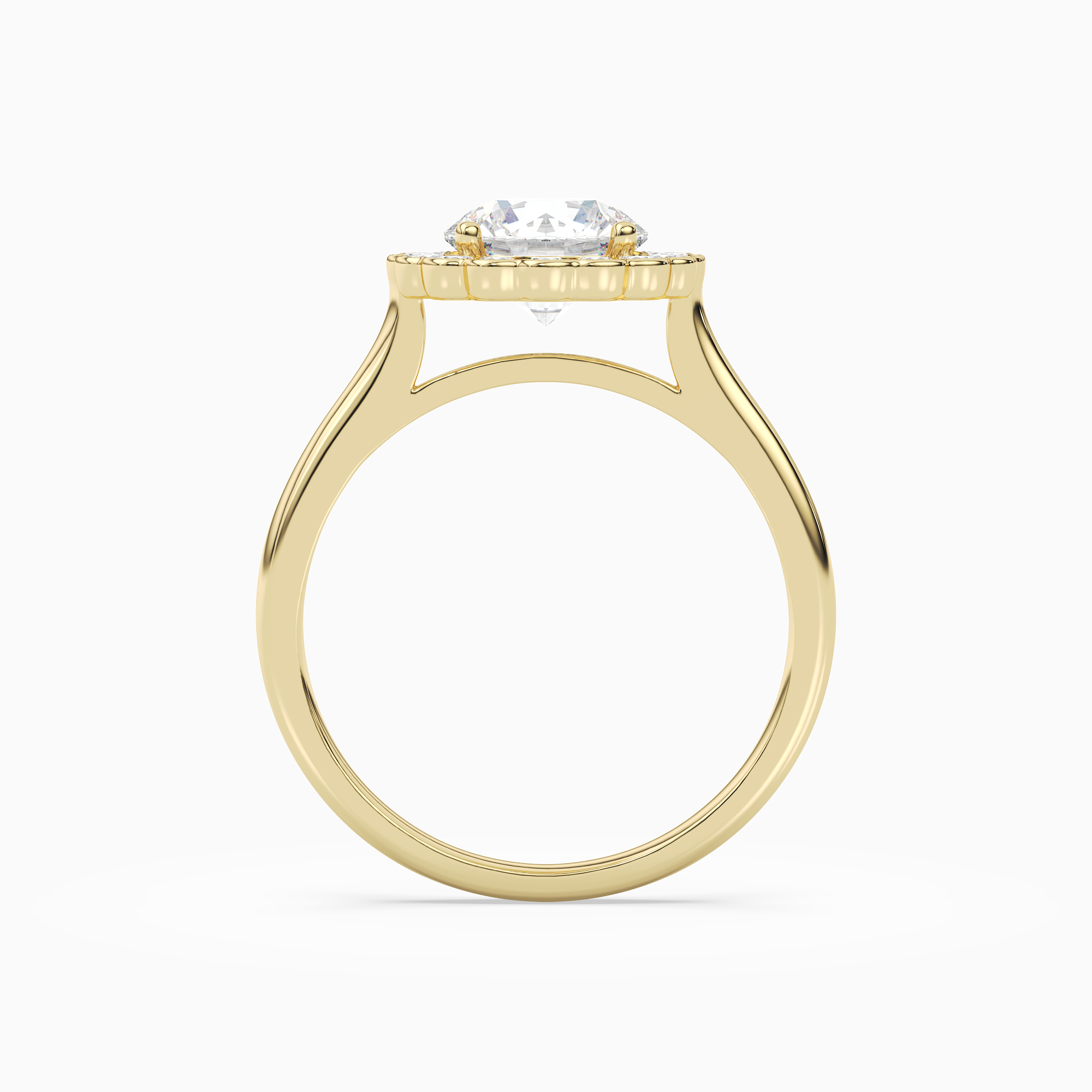 Round Floral Halo in 14K Yellow Gold side profile