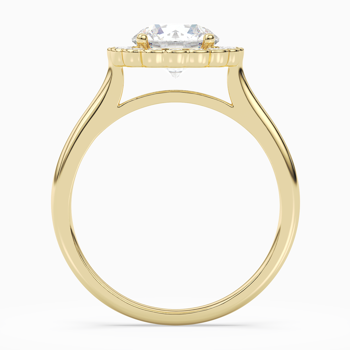 Round Floral Halo in 14K Yellow Gold side profile