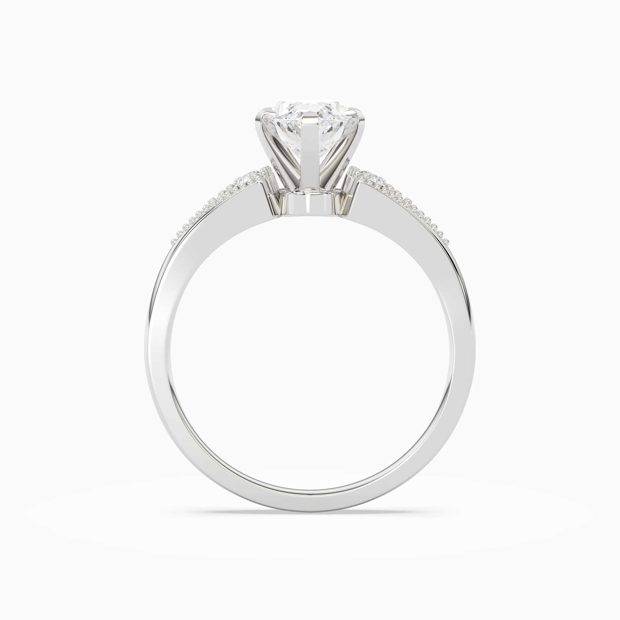 Marquise Milgrain Shoulder Side Stone Ring in Platinum side profile