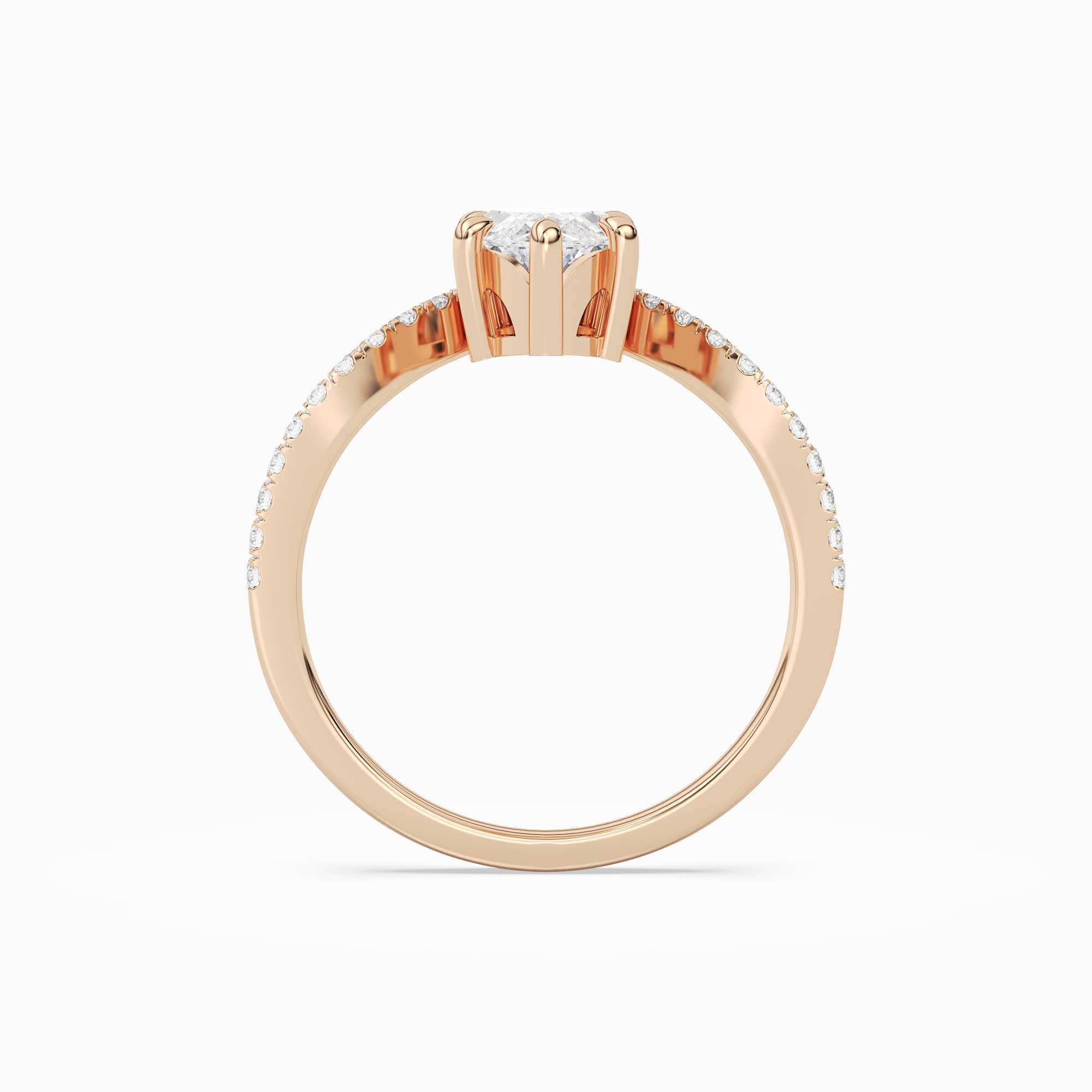 Marquise Tiara Accent Side Stone in 14K Rose Gold side profile