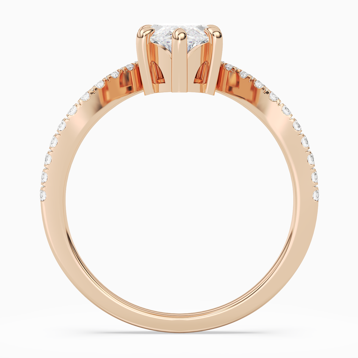 Marquise Tiara Accent Side Stone in 14K Rose Gold side profile