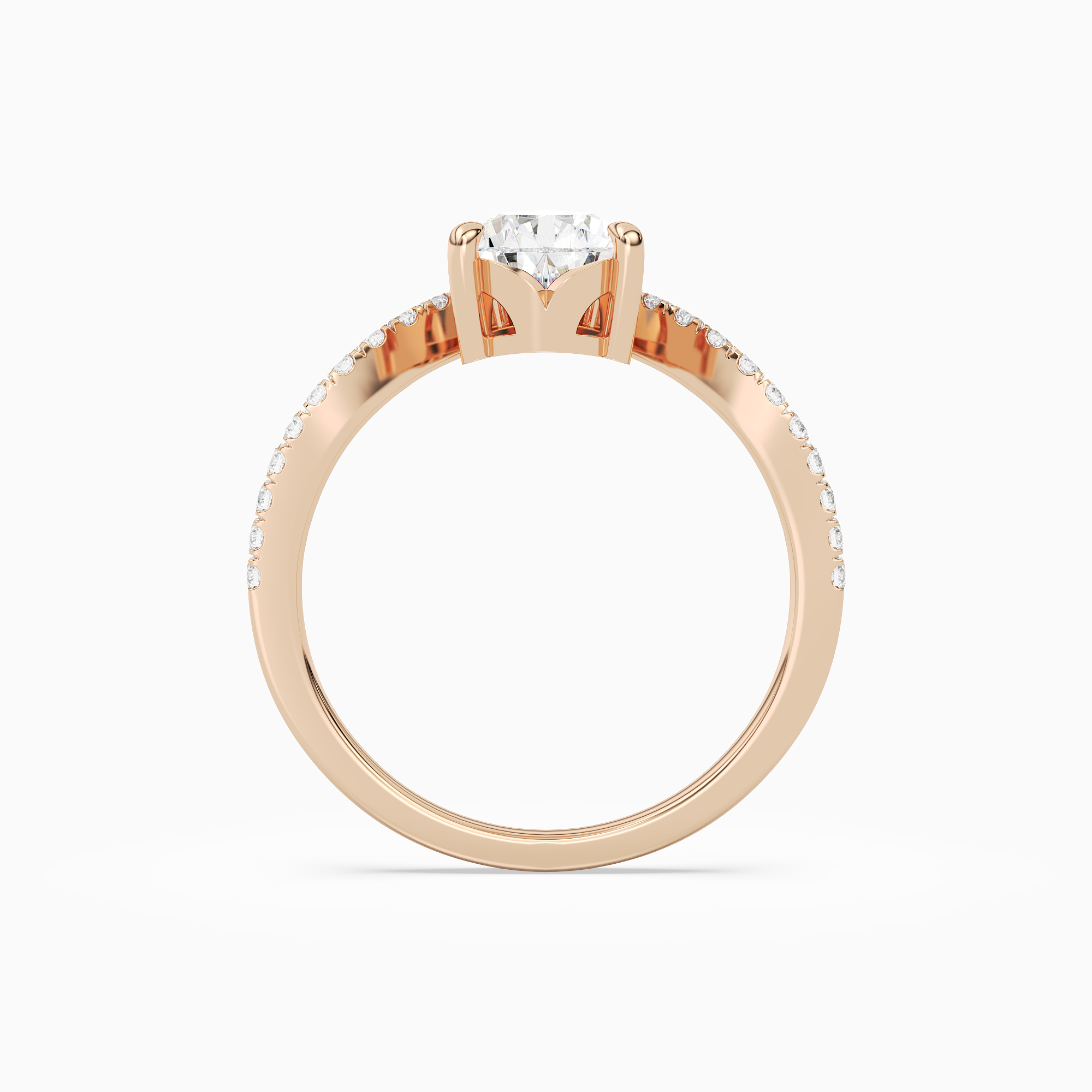 Pear Tiara Accent Side Stone in 14K Rose Gold side profile