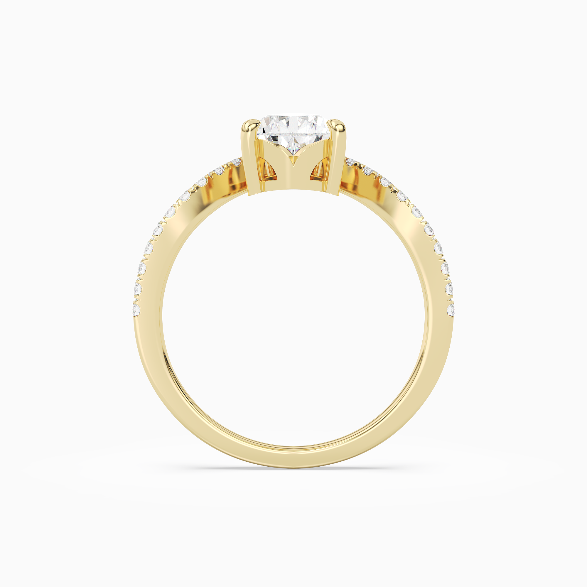 Pear Tiara Accent Side Stone in 14K Yellow Gold side profile