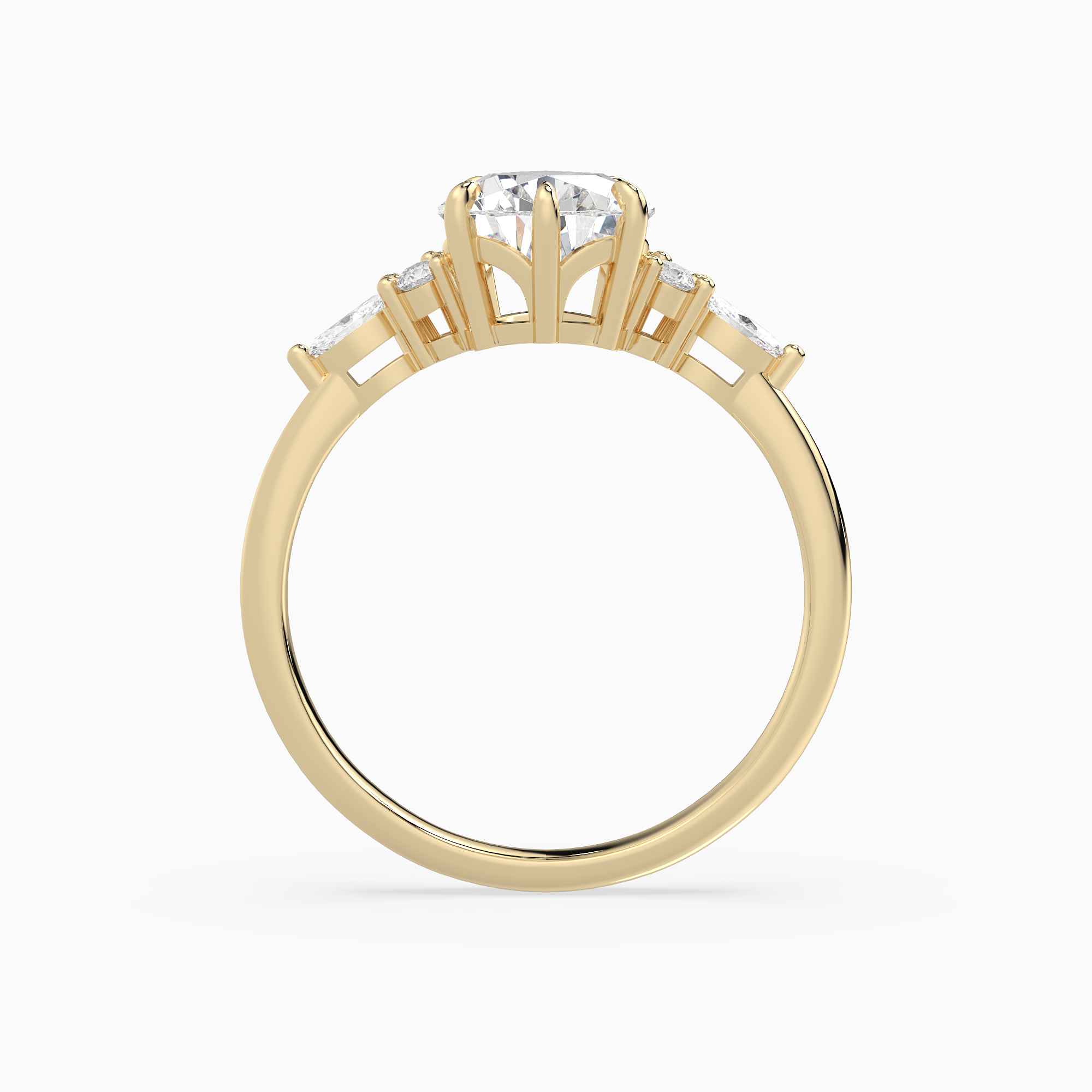 Pear Composite Floral Side Stone in 18K Yellow Gold side profile
