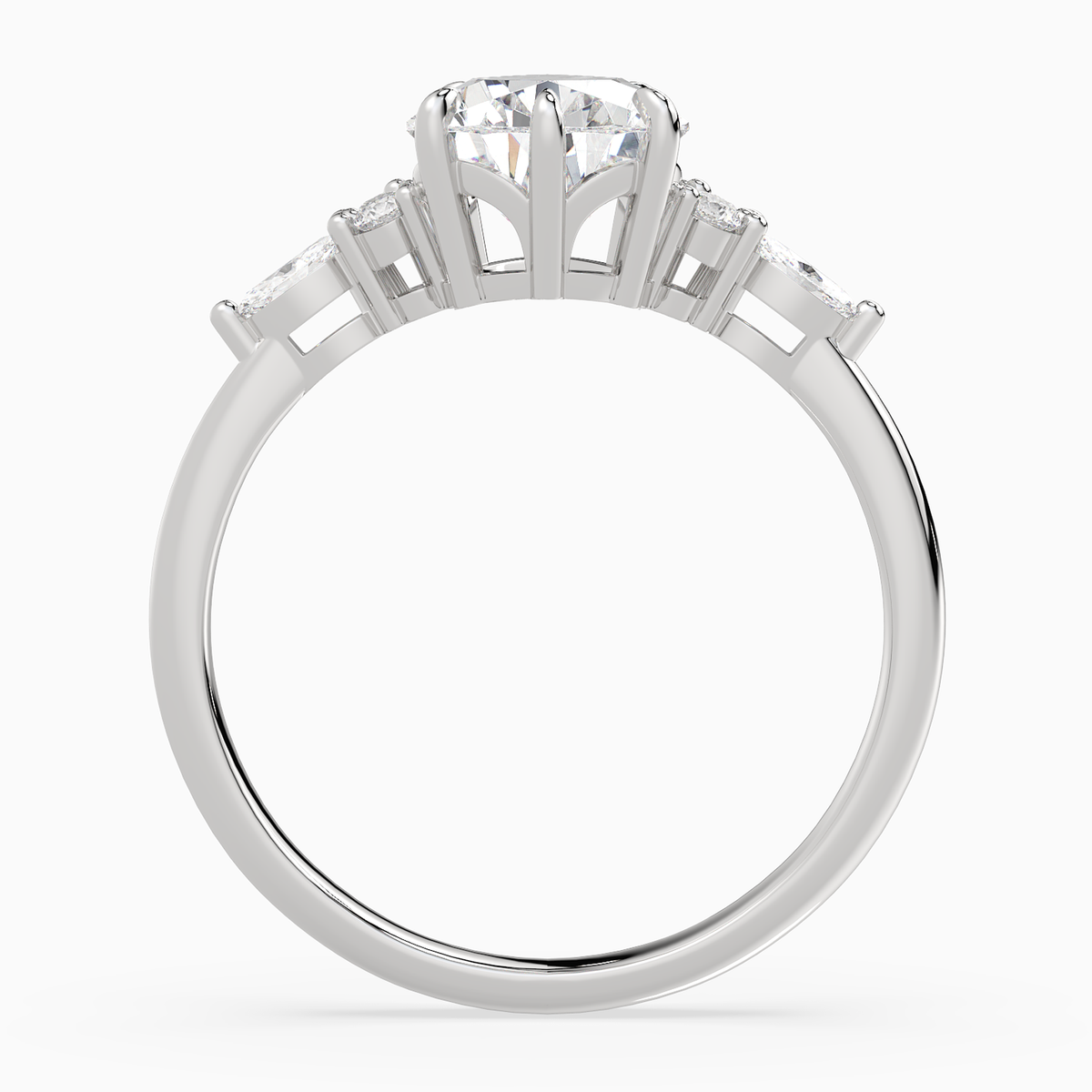 Pear Composite Floral Side Stone in Platinum side profile