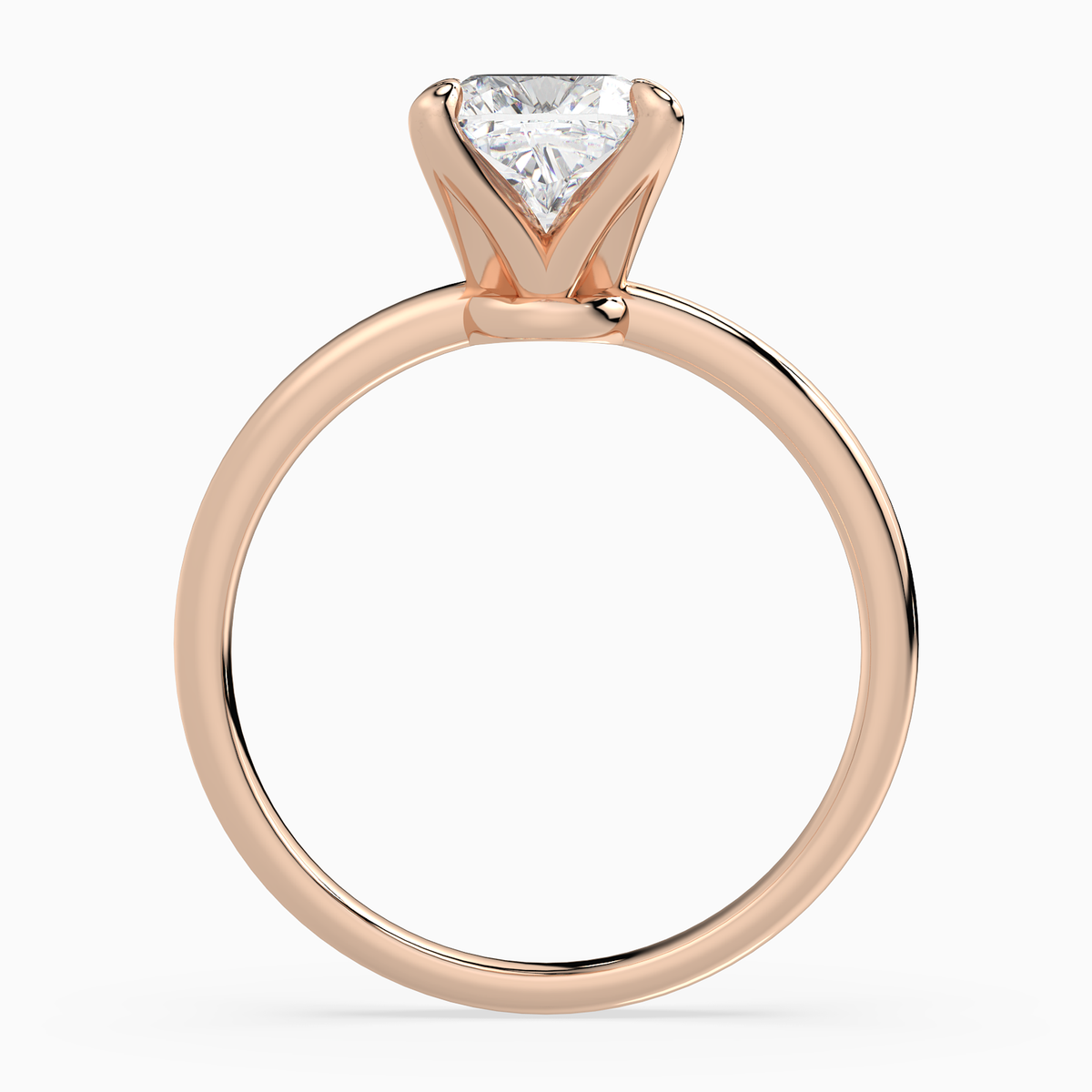 Cushion Petite Classic Solitaire in 14K Rose Gold side profile