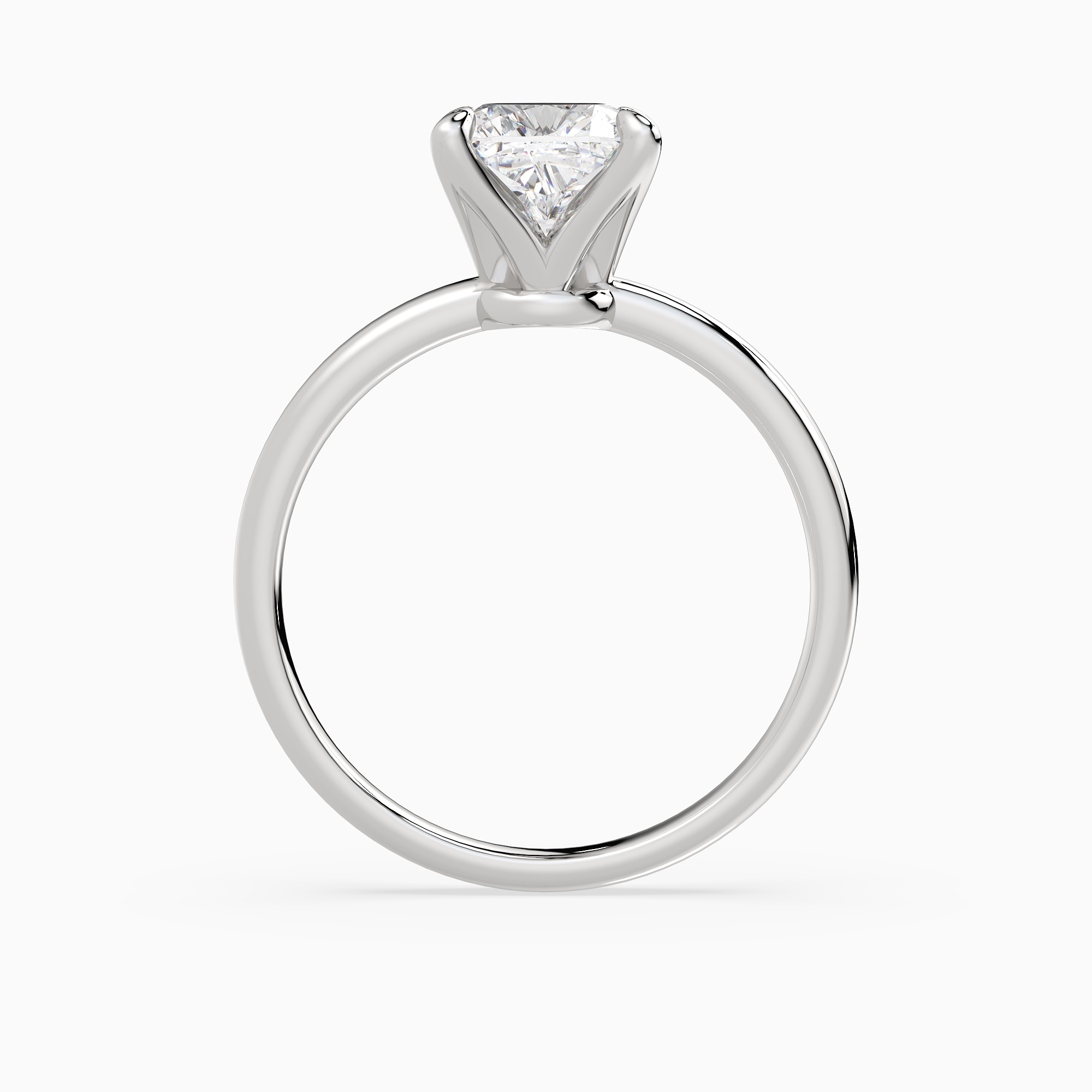 Cushion Petite Classic Solitaire in 18K White Gold side profile