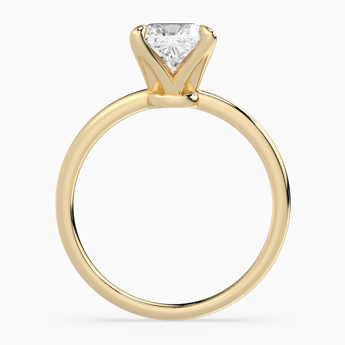 Cushion Petite Classic Solitaire in 18K Yellow Gold side profile