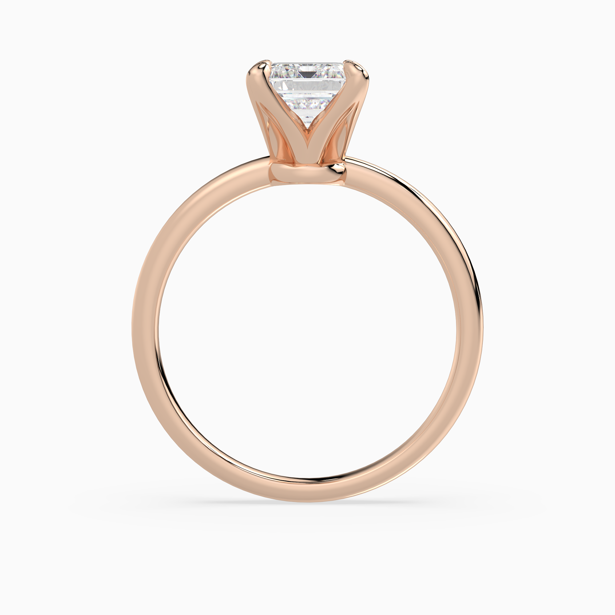 Emerald Petite Classic Solitaire in 14K Rose Gold side profile