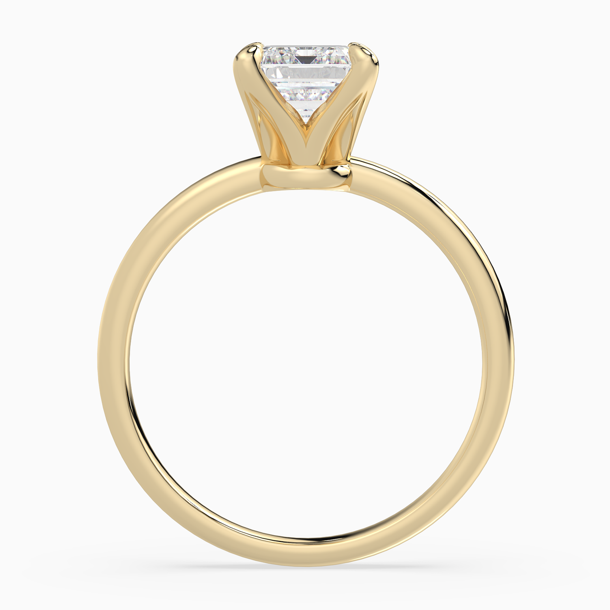 Emerald Petite Classic Solitaire in 18K Yellow Gold side profile