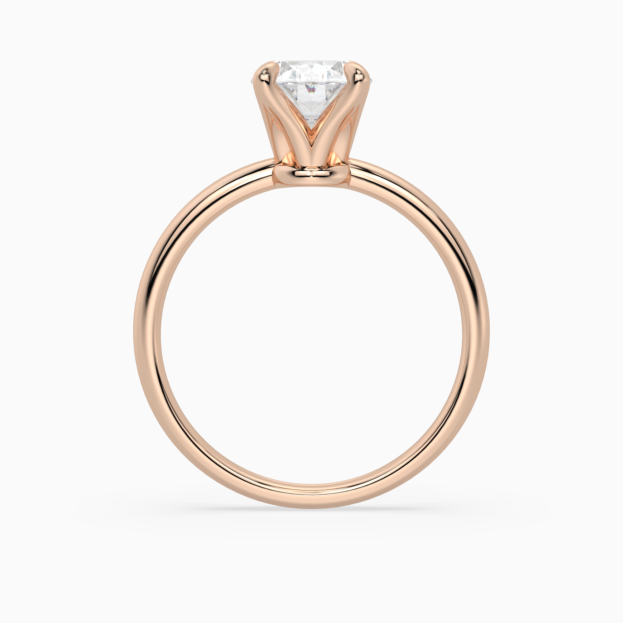 Oval Petite Classic Solitaire in 14K Rose Gold side profile