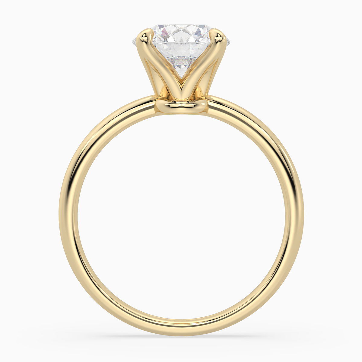 Round Petite Classic Solitaire in 14K Yellow Gold side profile