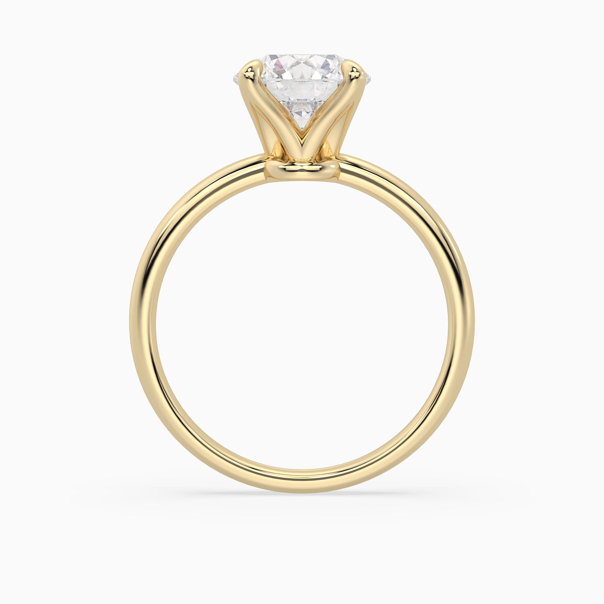 Round Petite Classic Solitaire in 18K Yellow Gold side profile
