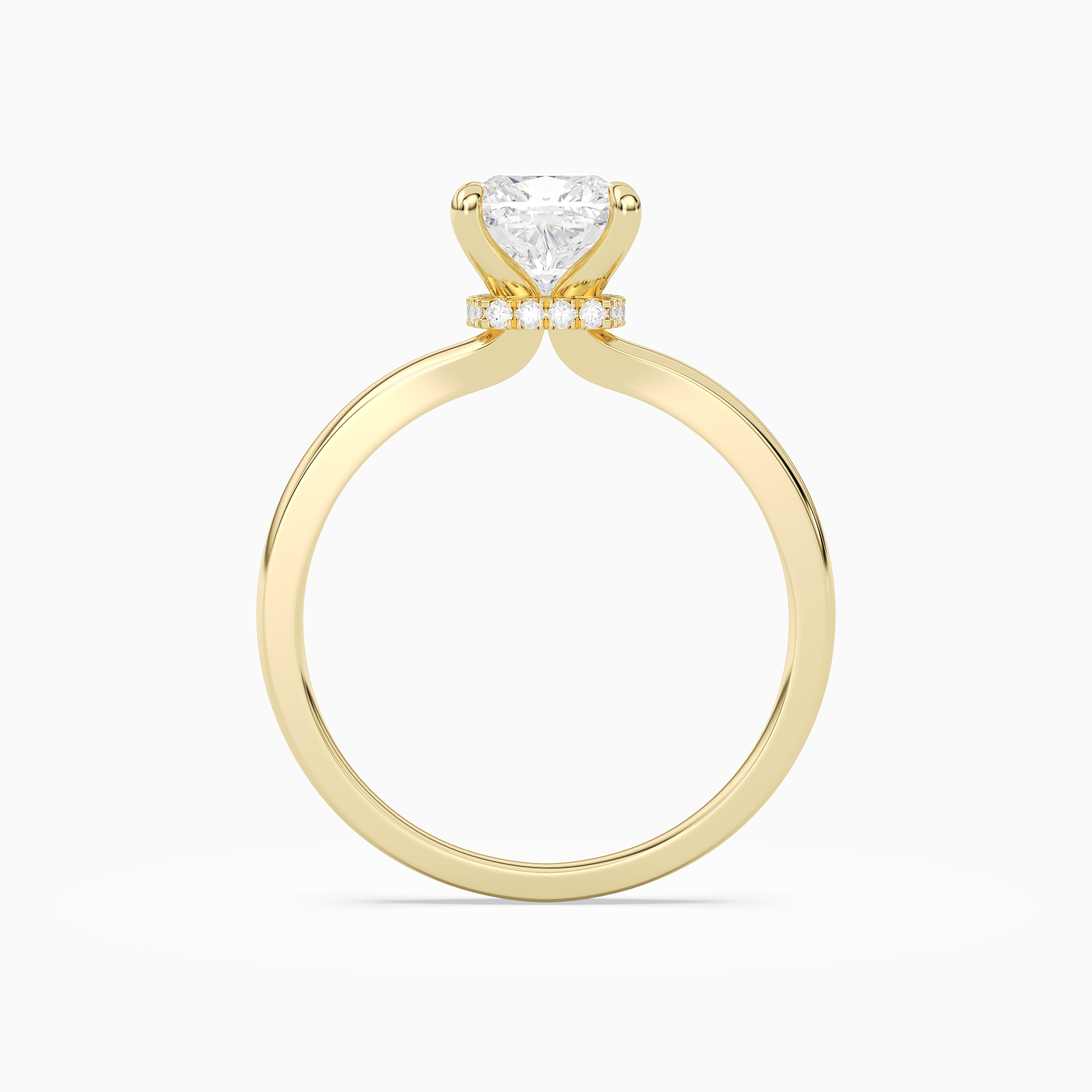 Cushion Hidden Halo Crown Clean in 14K Yellow Gold side profile