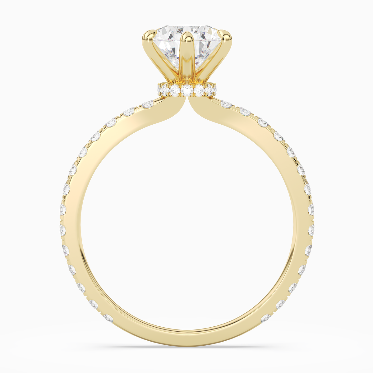 Pear Hidden Halo Crown Pavé in 14K Yellow Gold side profile