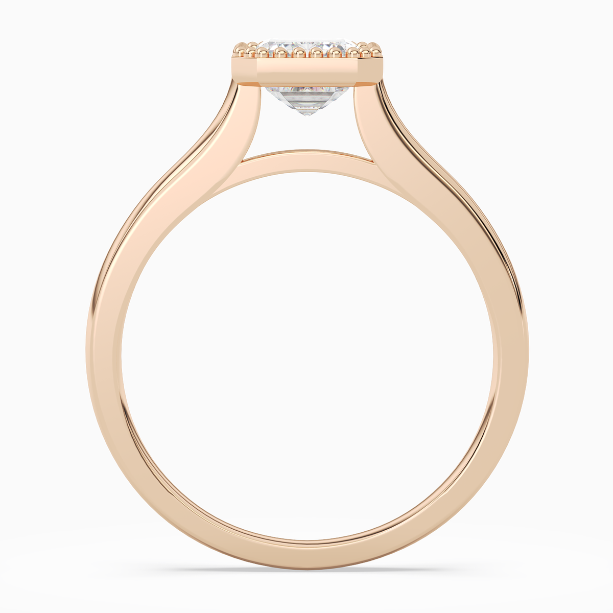 Emerald Milgrain Bezel Solitaire in 14K Rose Gold side profile