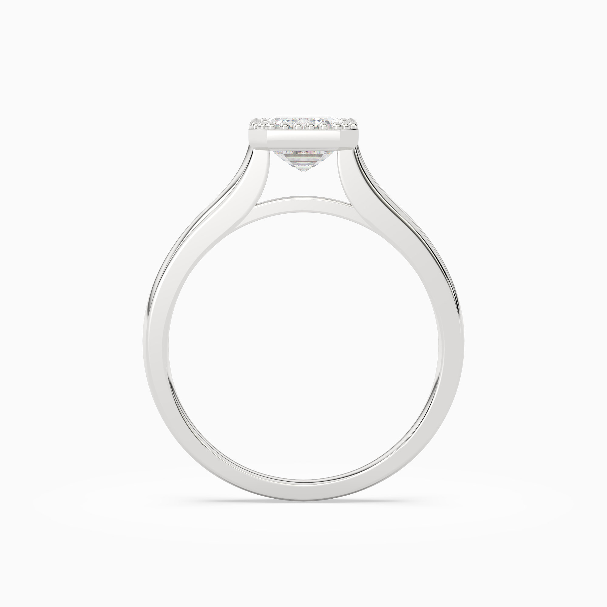 Emerald Milgrain Bezel Solitaire in 14K White Gold side profile