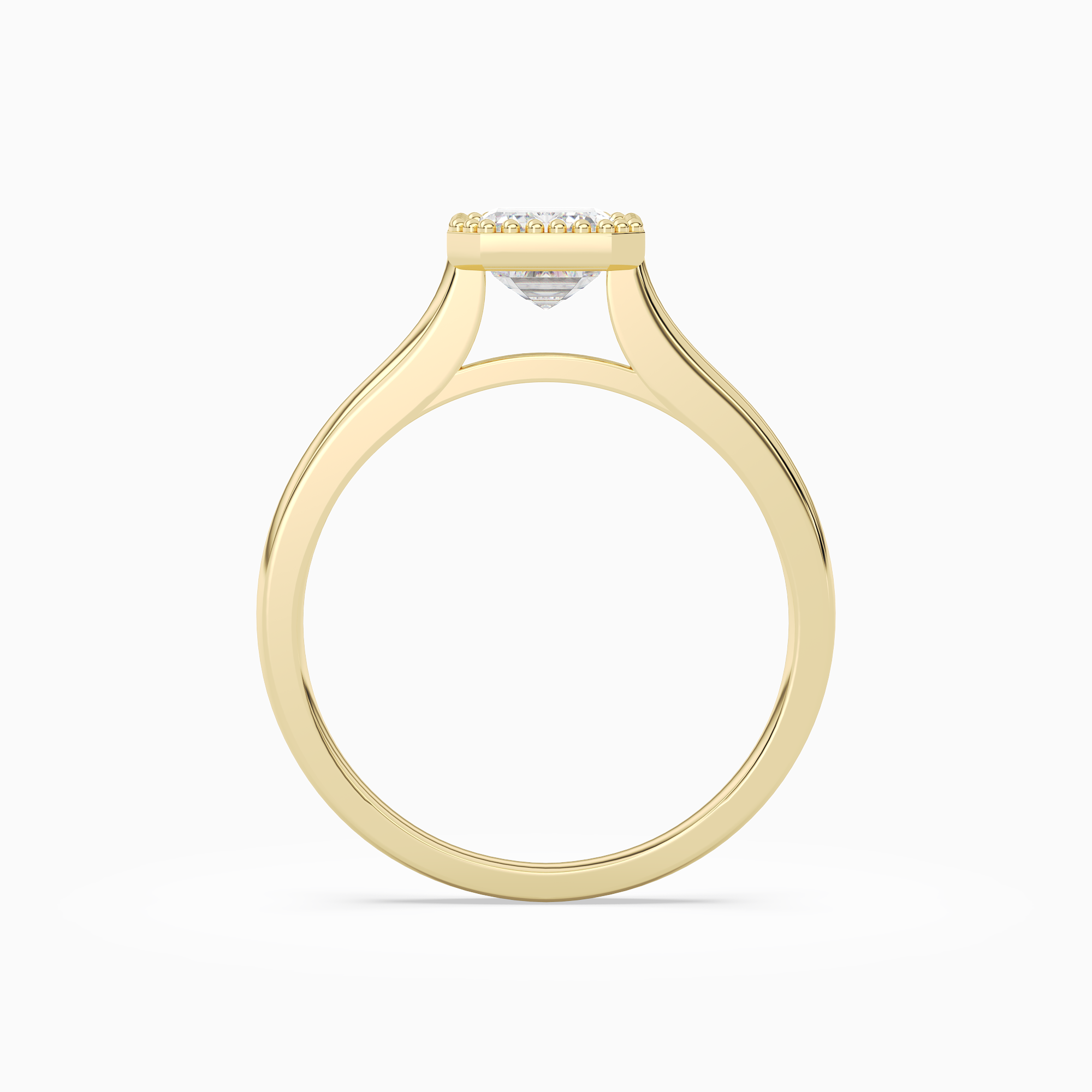 Emerald Milgrain Bezel Solitaire in 14K Yellow Gold side profile