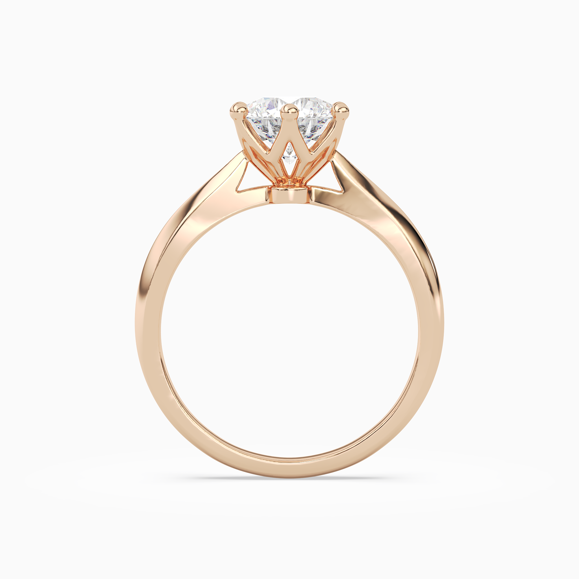 Round Classic Knife-Edge Solitaire in 14K Rose Gold side profile